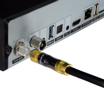 PremiumX 7,5m Gold-Line SAT TV Antennenkabel KUPFER Anschlusskabel Schwarz TV-Kabel