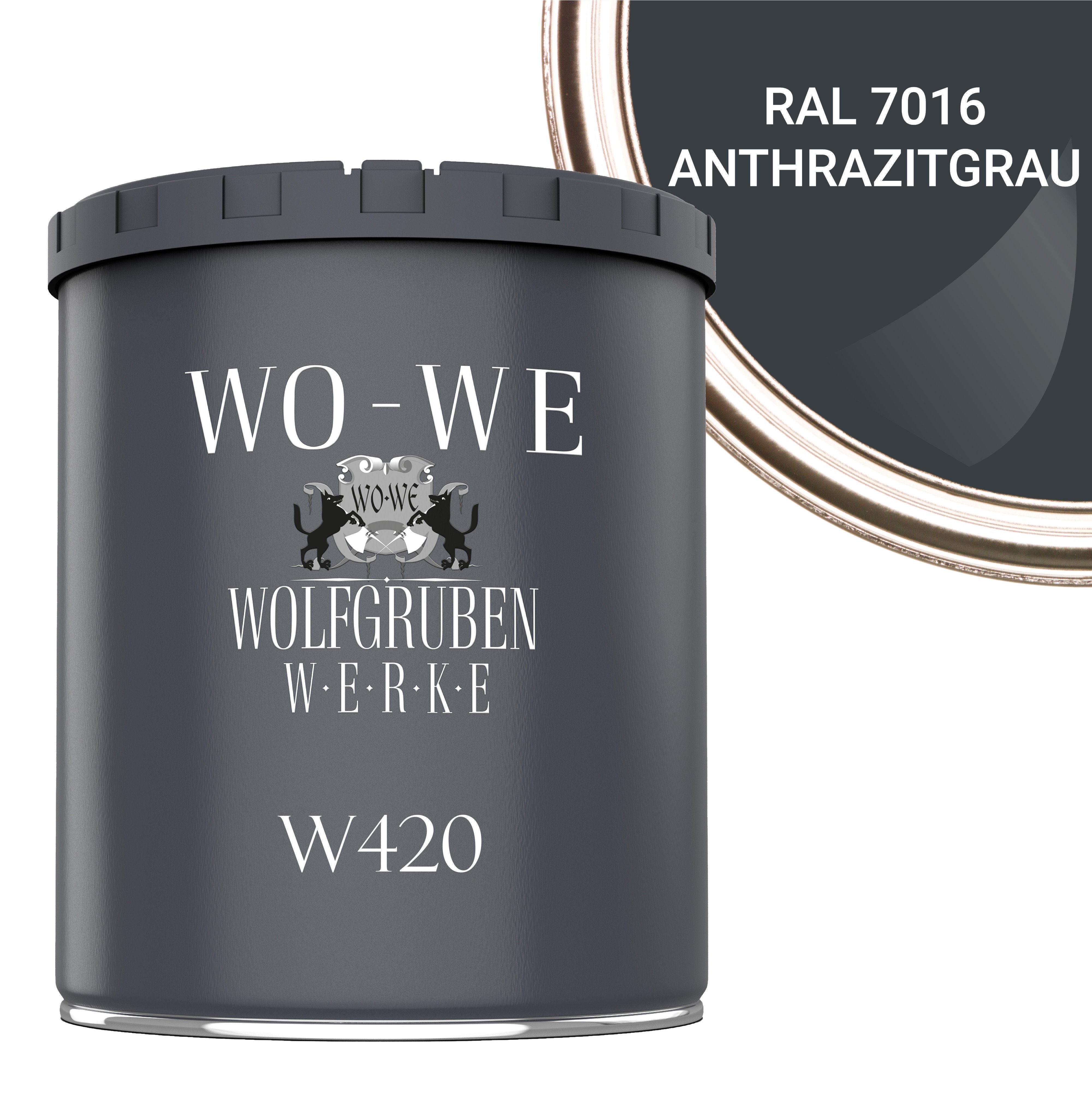 WO-WE Holzlack Holzfarbe Wetterschutzfarbe Holzanstrich W420, 1-10L, Seidenglänzend, Wasserbasis RAL 7016 Anthrazitgrau