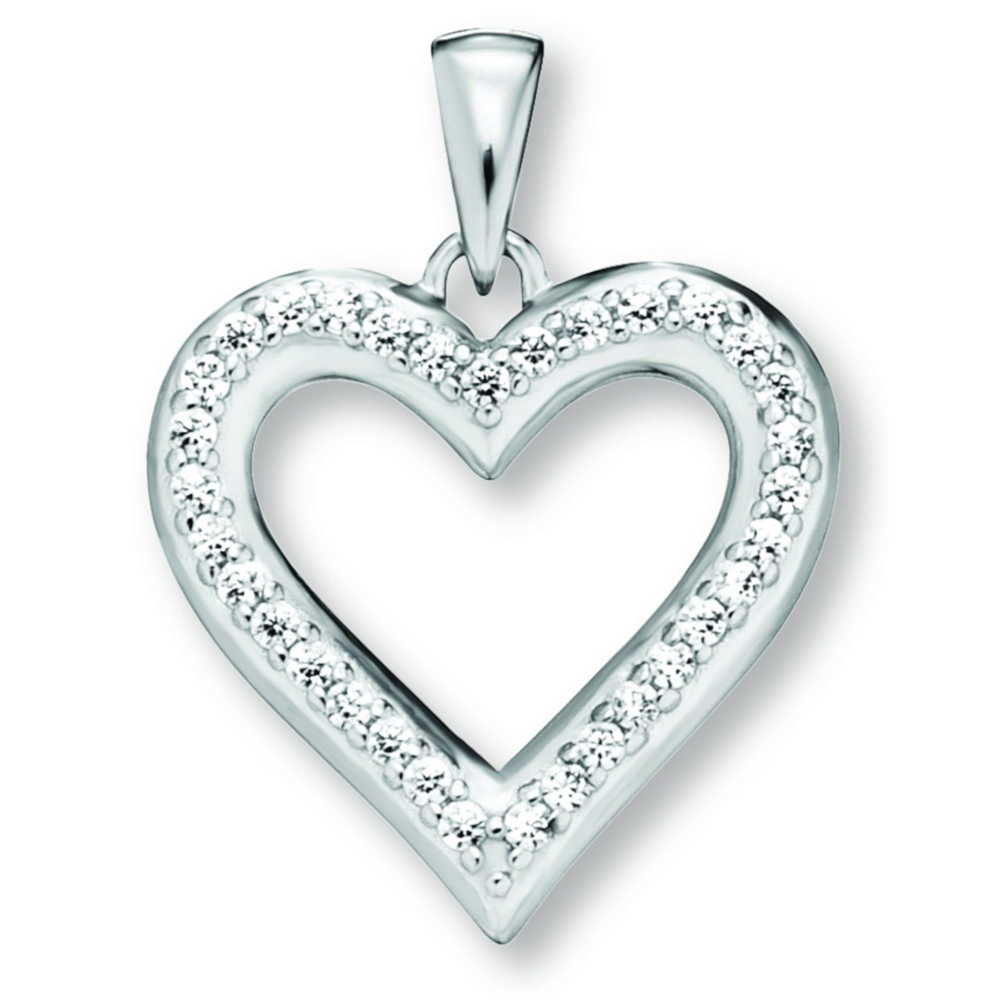 ONE Kettenanhänger aus Herz Silber Schmuck Herz Zirkonia 925 Anhänger Herz Damen Silber, ELEMENT