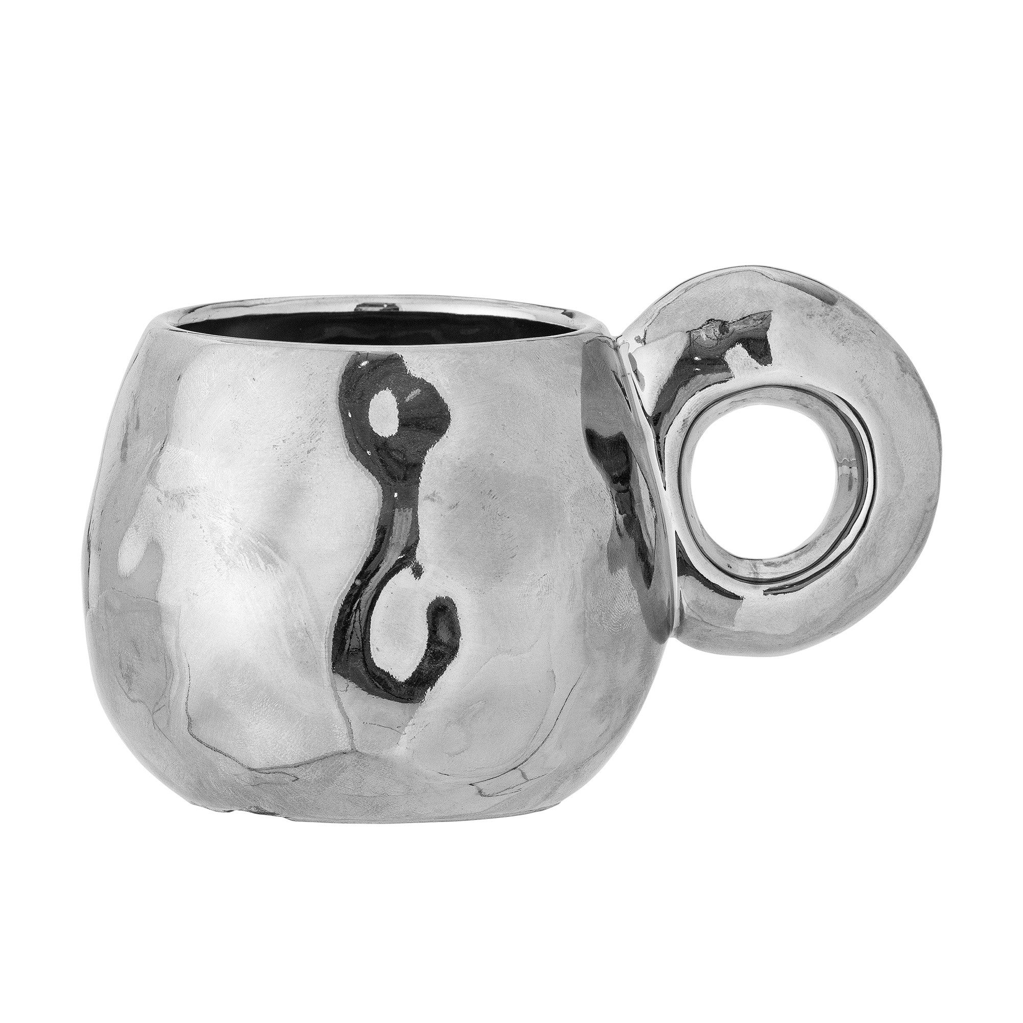 Bloomingville Tasse Bloomingville Shine Tasse, Silber, 300 ml, Steingut