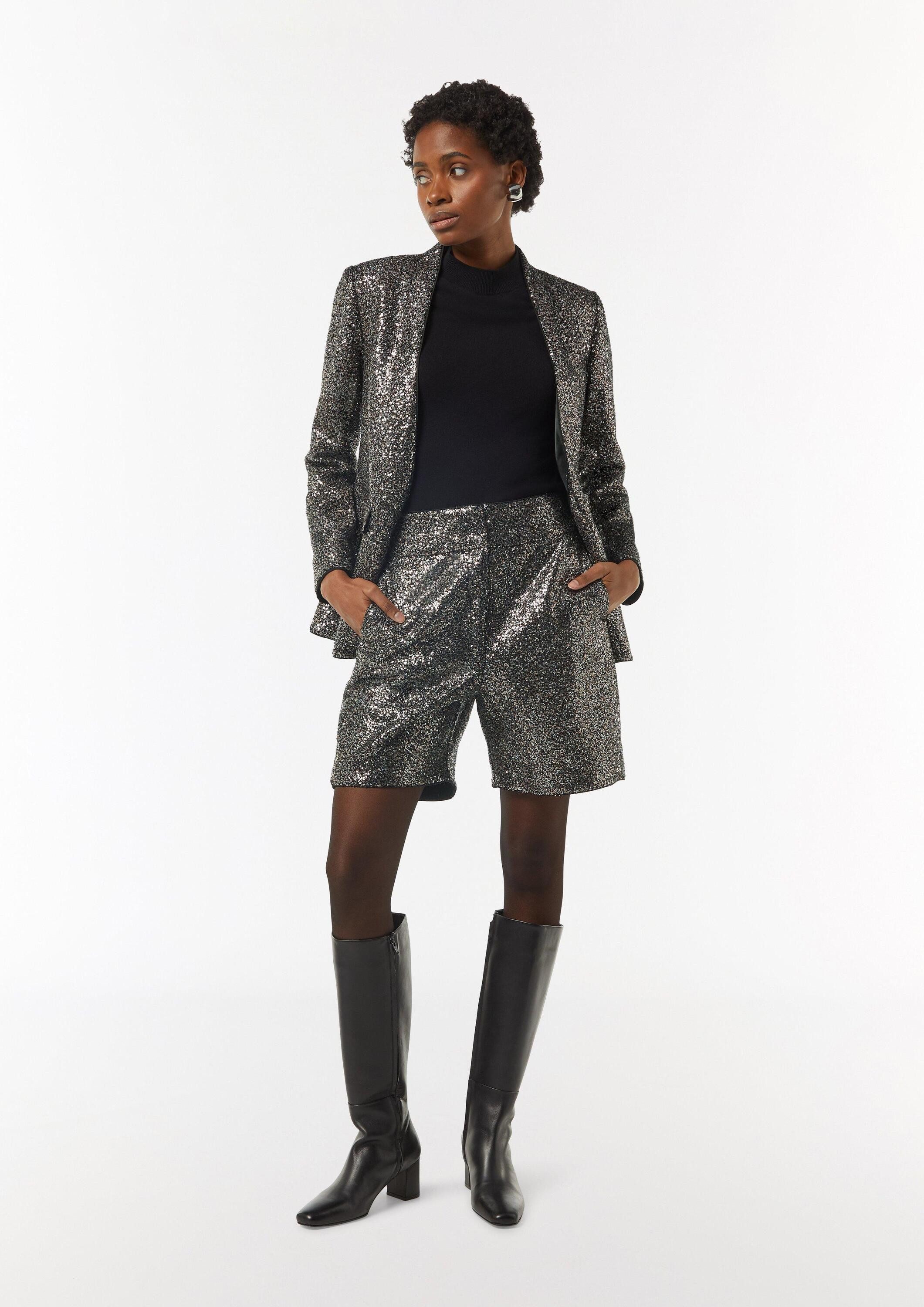 comma Shorts Hose High-Rise-Short mit Pailletten günstig online kaufen