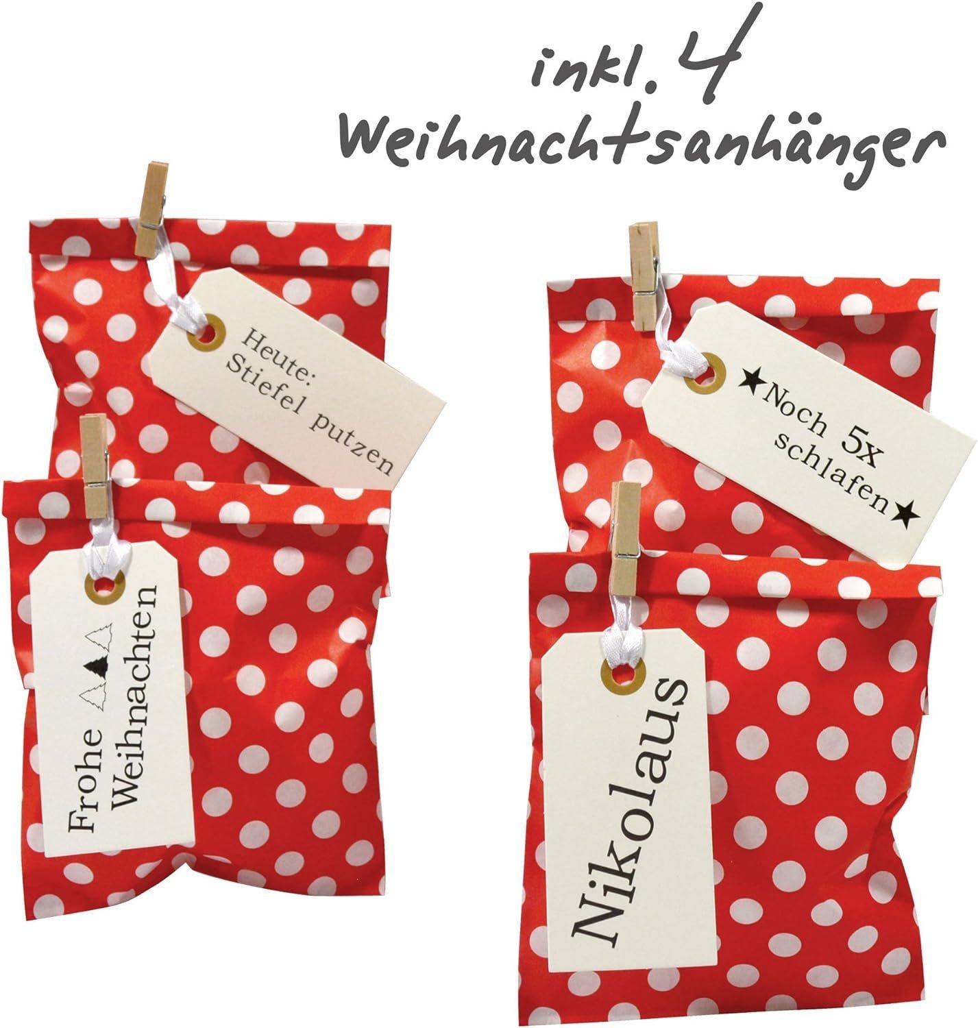 Frau WUNDERVoll Kalender zum Selbstbasteln DIY Adventskalender zum Befüllen Bescherung, schwarze Papiertüten