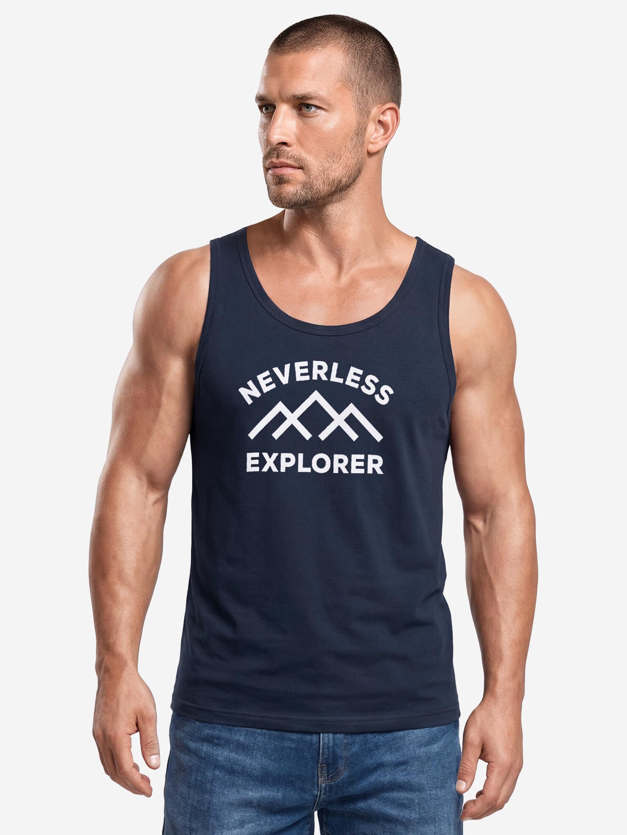 Neverless Tanktop Tanktop Herren mit Grafik-Print - Design Bergkette - Trägershirt mit Print