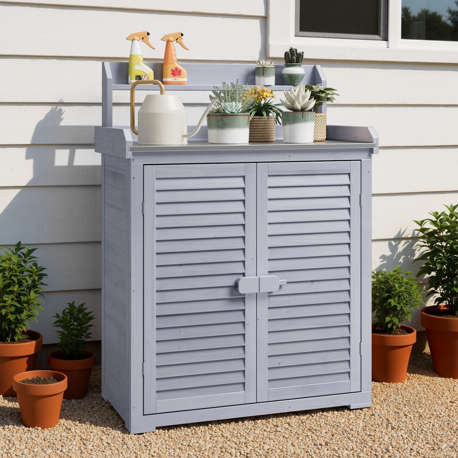 Bealife Garten-Geräteschrank Gerätehaus Geräteschrank, mit Arbeitsplatte, A günstig online kaufen