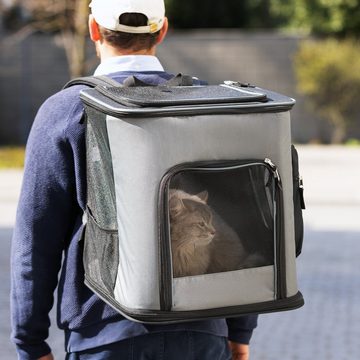 Navaris Tiertransporttasche Rucksack für Hund Katze - Hunderucksack Katzenrucksack mit Bauchgurt