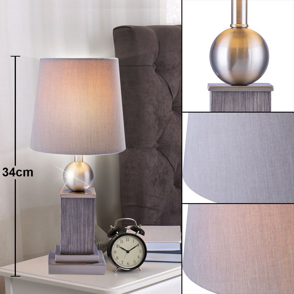 Tischleuchte, Warmweiß, Nacht LED Zimmer inklusive, Wohn Beleuchtung Tisch Textil etc-shop Lampe Leuchtmittel Holz Schlaf Licht-