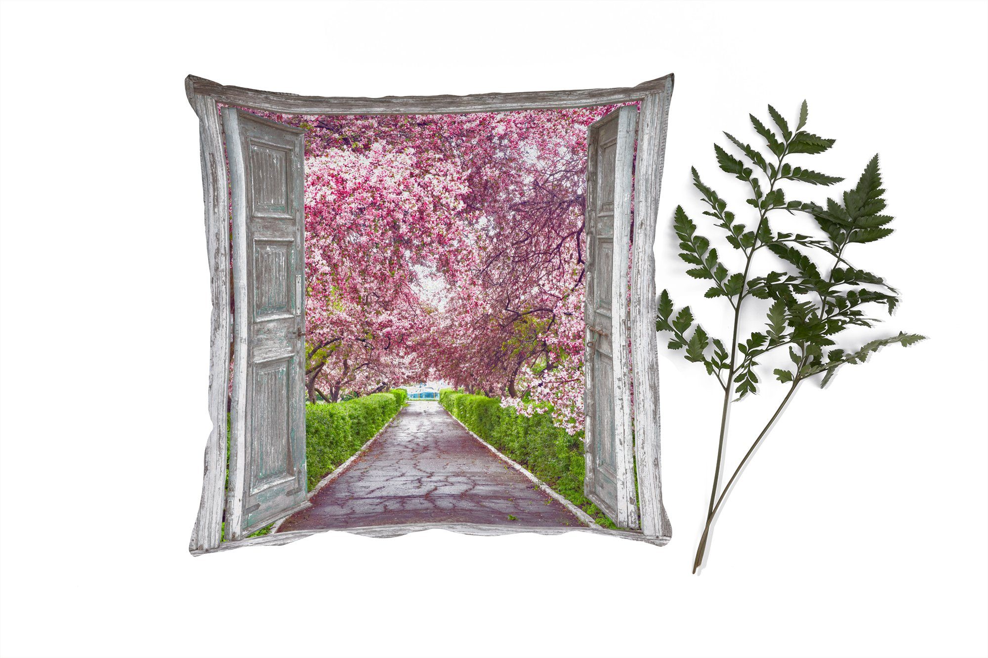 MuchoWow Dekokissen Sakura - Transparent - Baum - Kirschblüte, Zierkissen mit Füllung für Wohzimmer, Schlafzimmer, Deko, Sofakissen