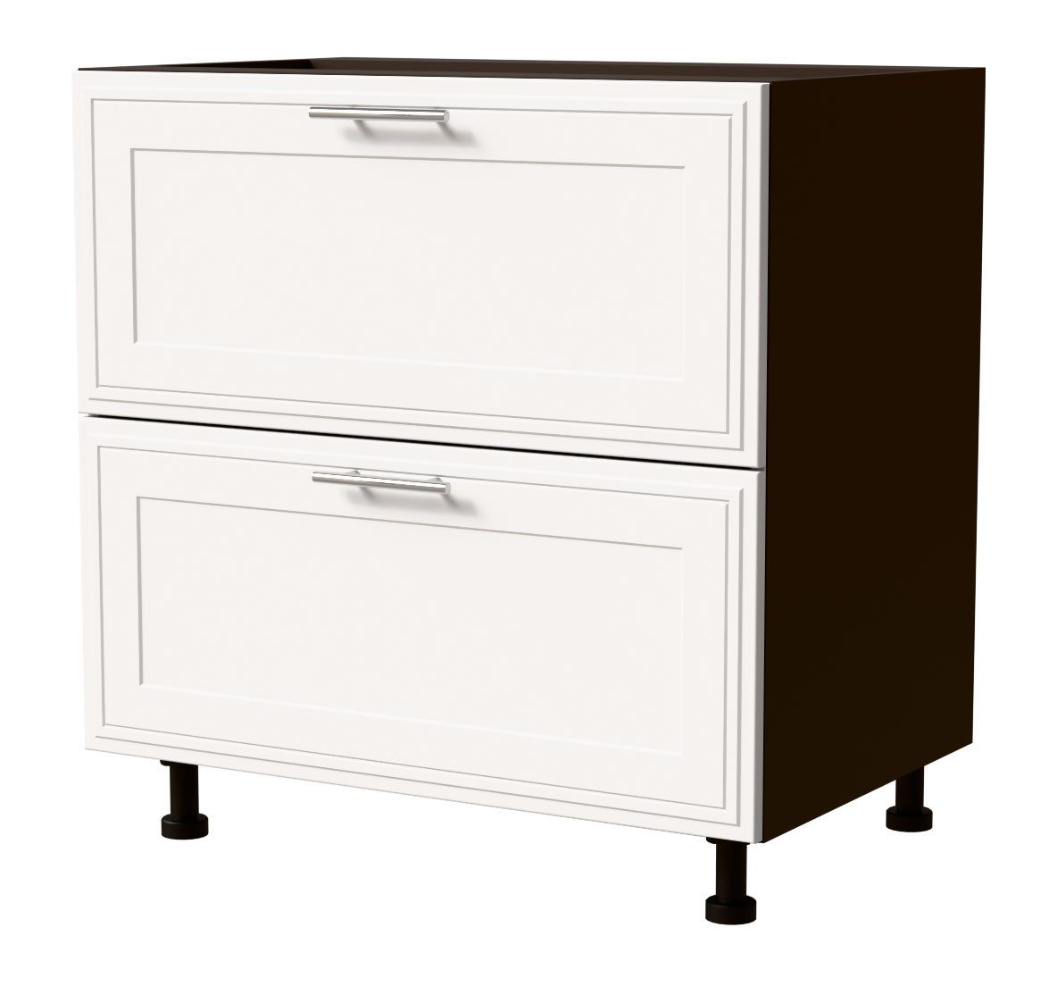 Feldmann-Wohnen Auszugsunterschrank Salo (D2A/80, 2 Schubladen, HETTICH InnoTech Atira Vollauszug, 1-St., moderne Kassettenoptik, folierte Fronten) lava / weiß matt