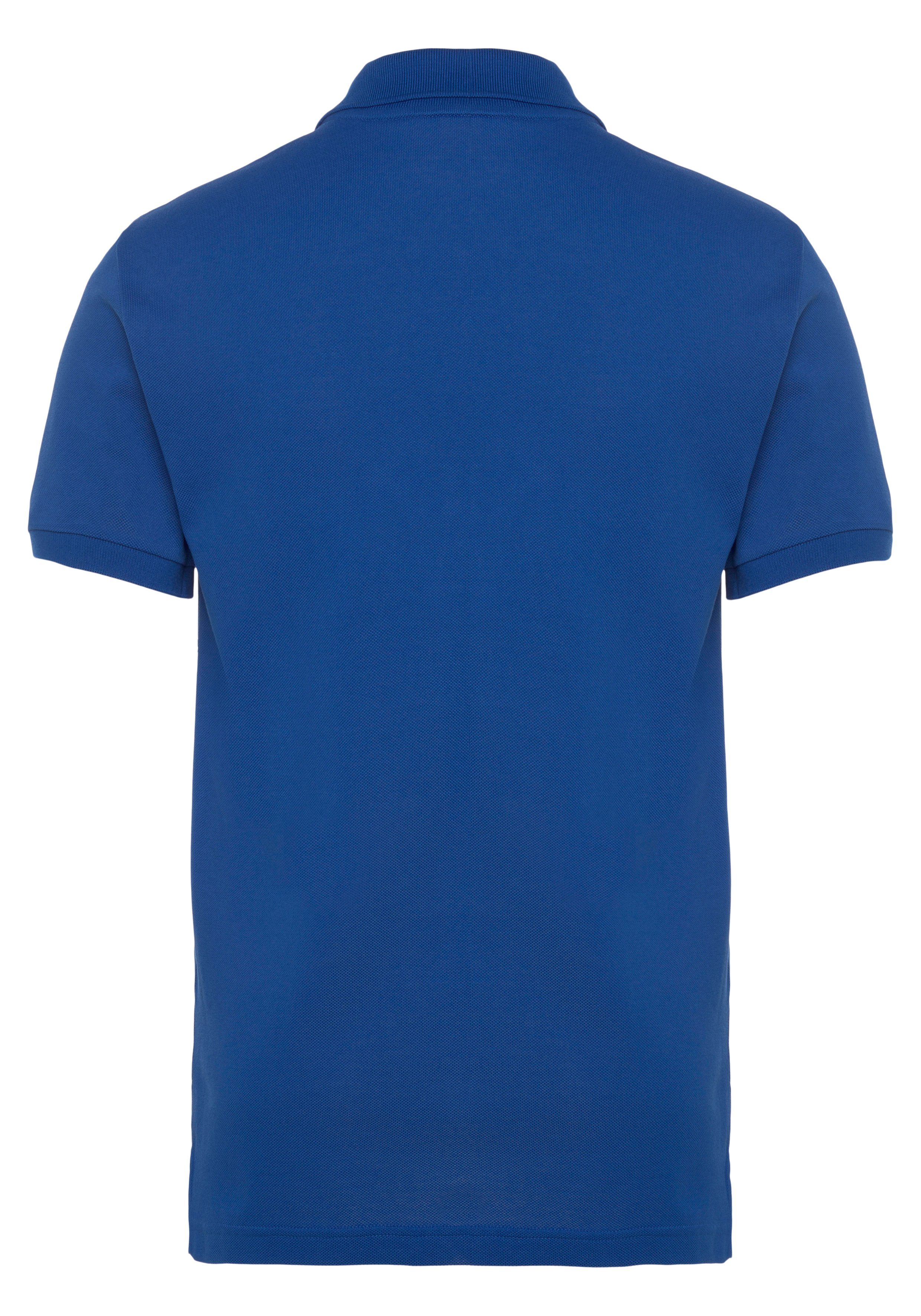 Lacoste (1-tlg) Poloshirt Logostickerei mit cobaltblau