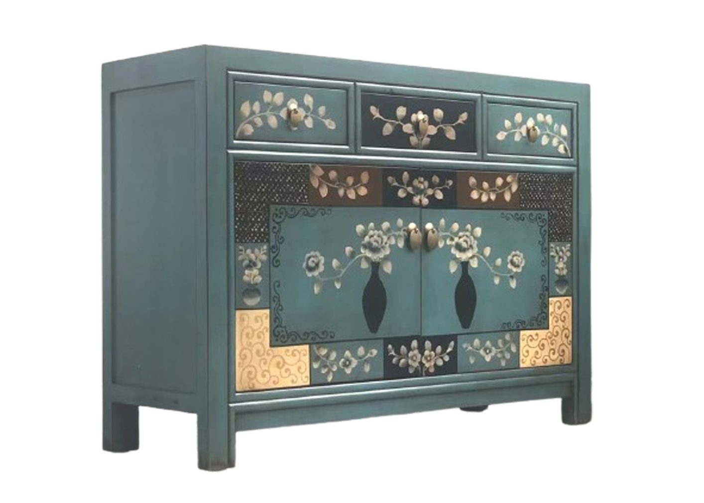 OPIUM OUTLET Kommode Sideboard Schrank Hochzeitsschrank Möbel (Asia Vintage-Stil, shabby-chic, Landhaus, Antik, B x T x H: 117 x 40 x 85 cm; komplett montiert), asiatisch chinesisch orientalisch fernöstlich