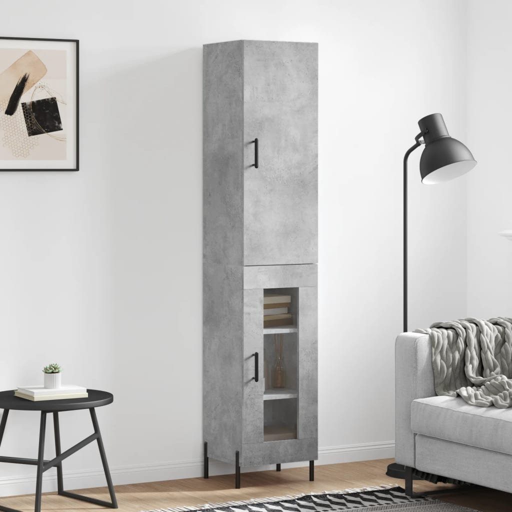 vidaXL Highboard Highboard Betongrau 34,5x34x180 cm Holzwerkstoff (1 St)