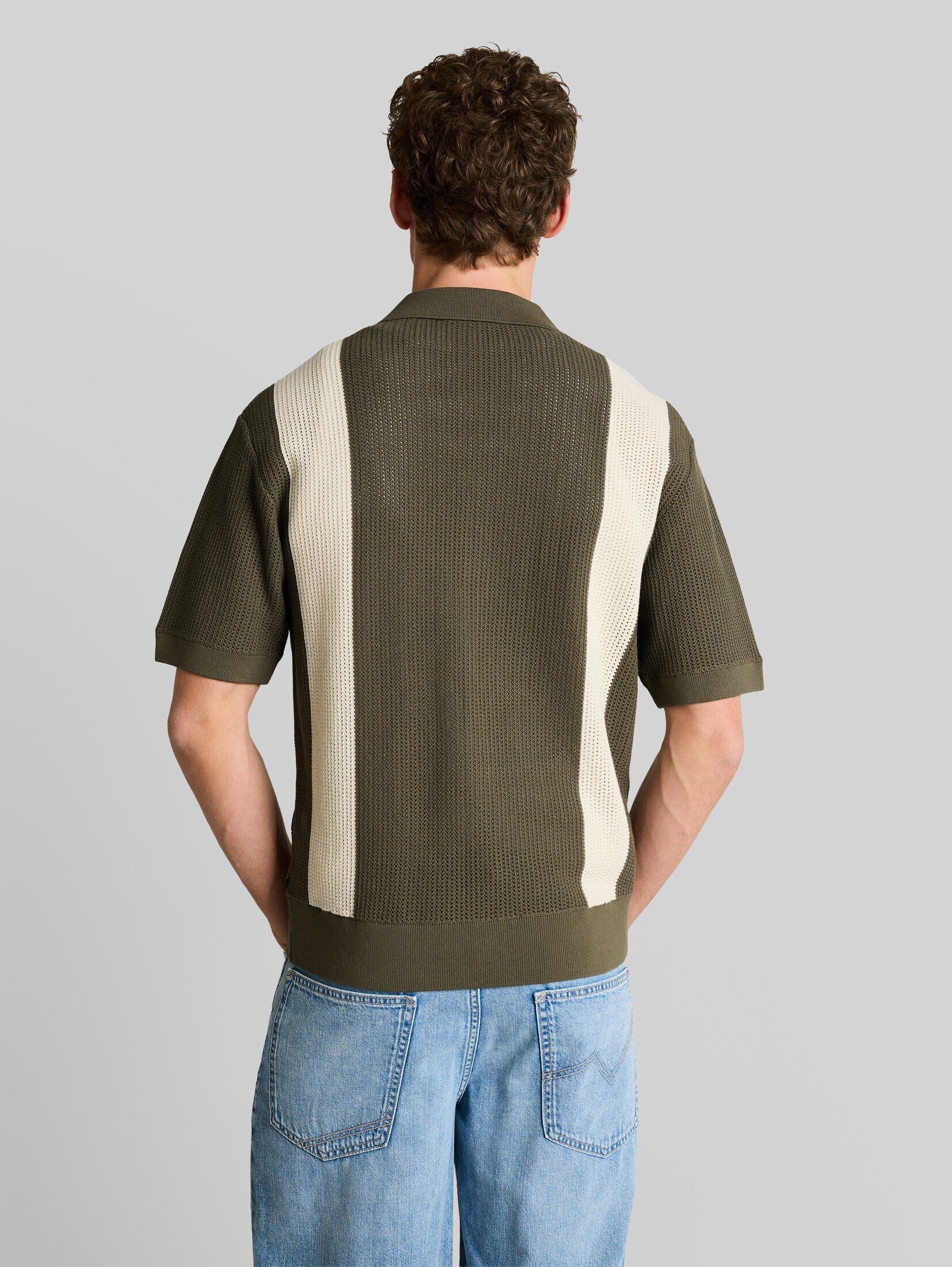 TOM TAILOR Denim Kurzarmhemd Pullover & Strickjacken Strickhemd mit Resort Kragen und Knopfleiste