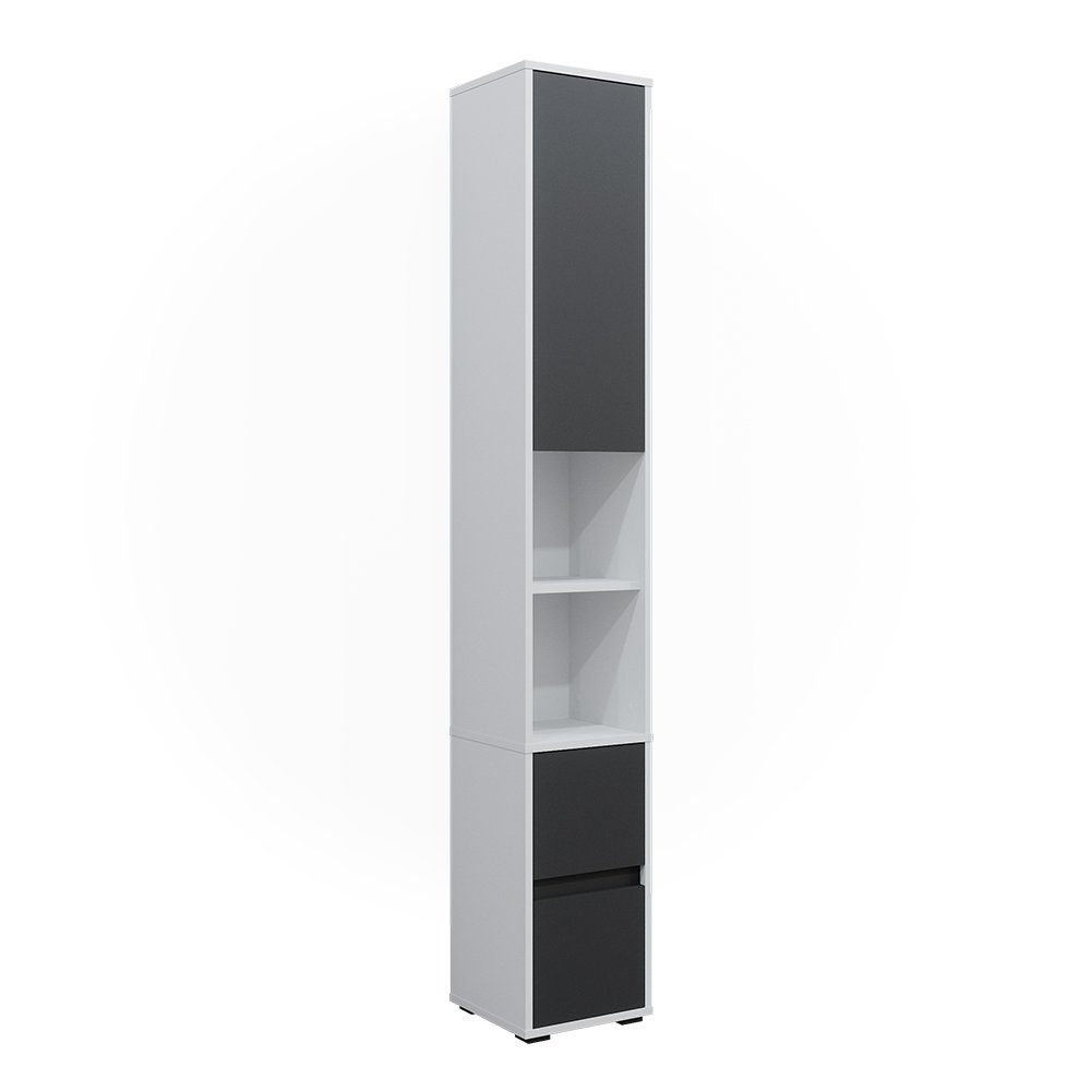 Vicco Wäscheschrank Maltin Weiß 30 x 189 cm mit einer Tür und Zwei Schublad günstig online kaufen