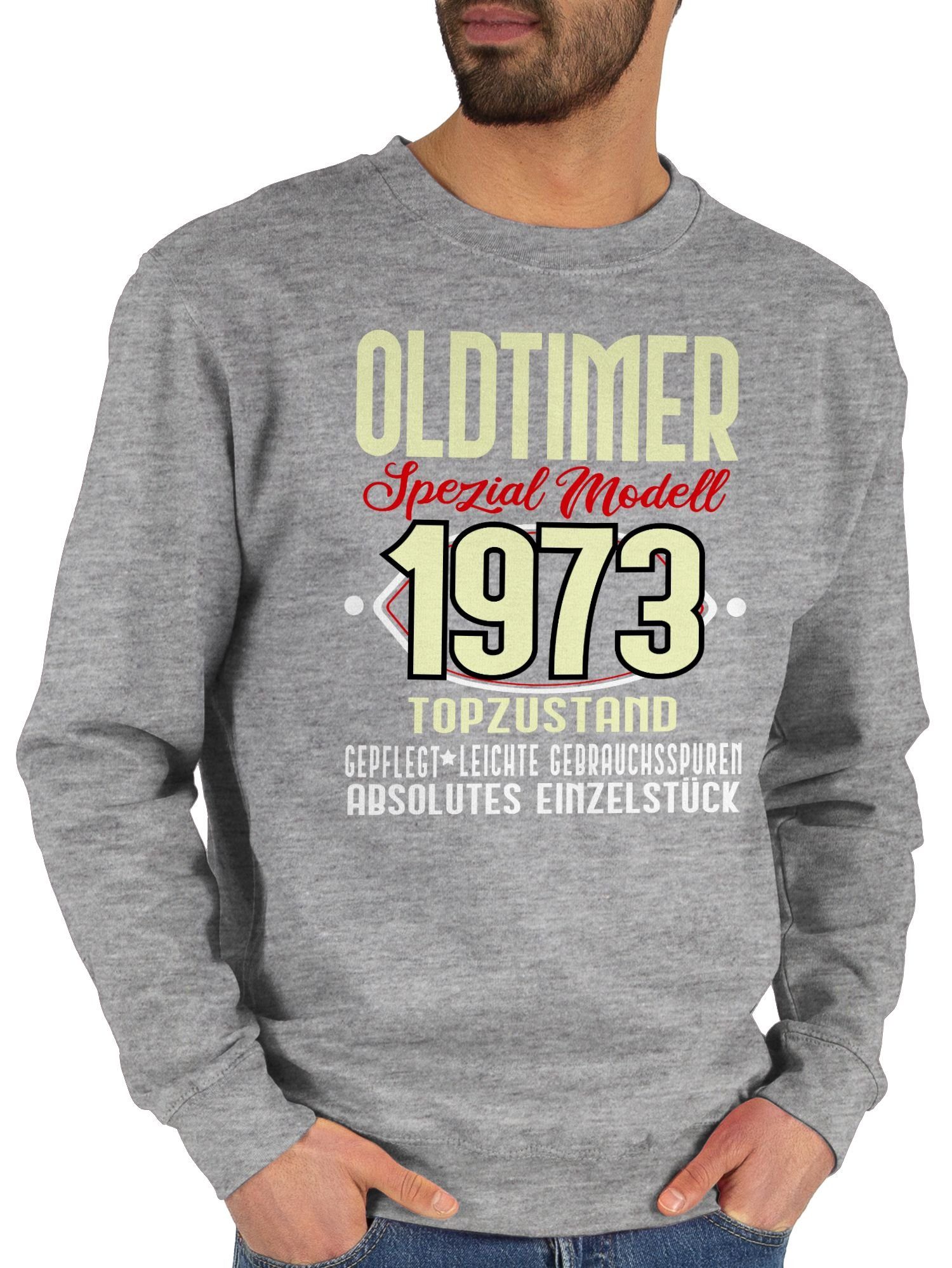 Shirtracer Sweatshirt Oldtimer Spezial Modell meliert 3 Geburtstag (1-tlg) Fünfzigster Grau 1973 50