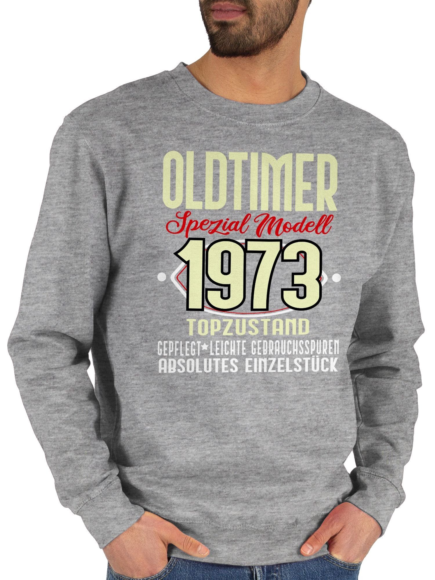 Shirtracer Sweatshirt Fünfzigster 3 Geburtstag Oldtimer 50. Modell Grau meliert 1973 (1-tlg) Spezial