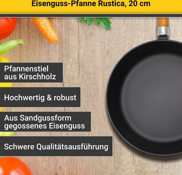 Krüger Bratpfanne Einsenguss Pfanne RUSTICA, 20 cm, Gusseisen (1-tlg), für Induktions-Kochfelder geeignet