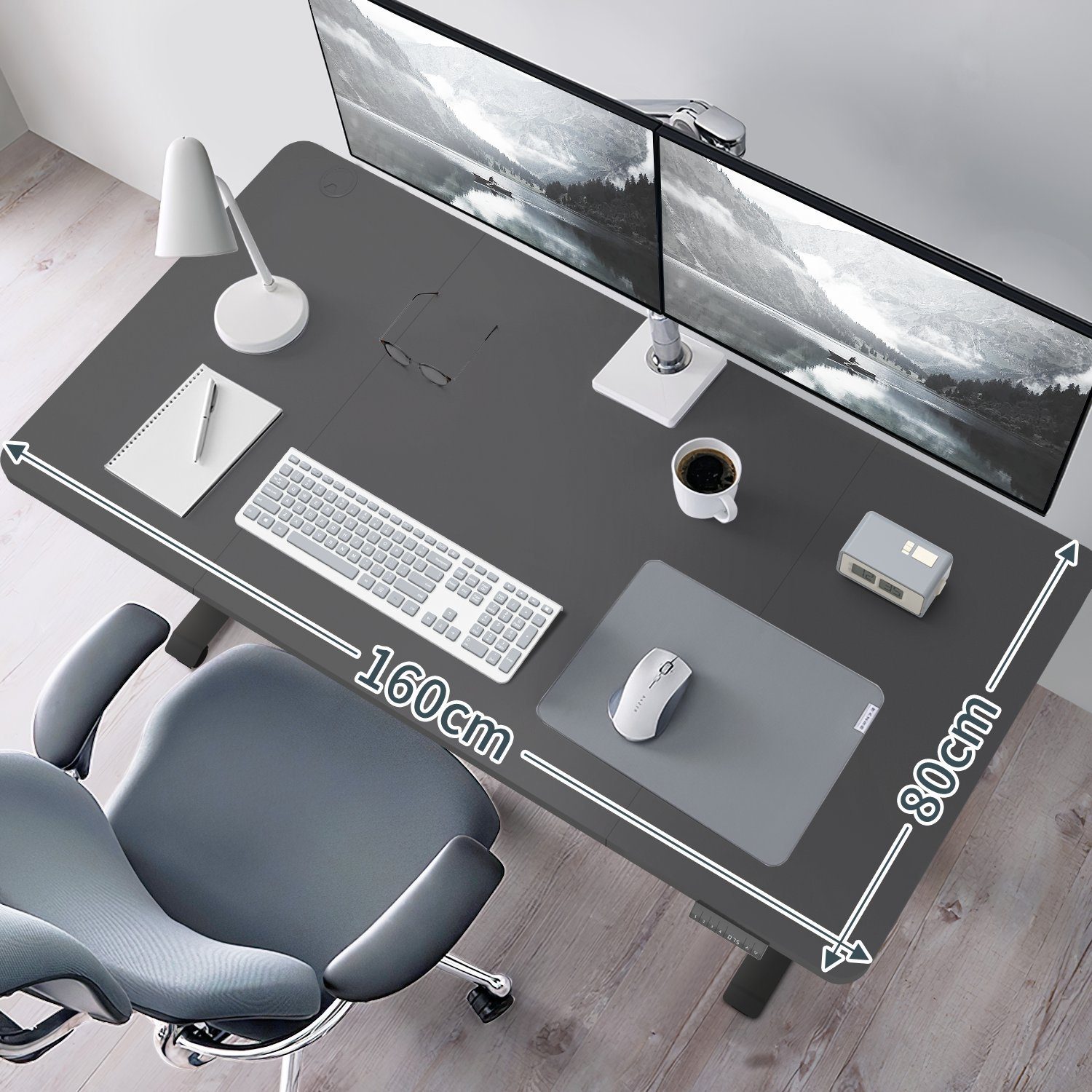 HOMALL Schreibtisch Höhenverstellbar Schwarz tisch Ergonomisch Elektrisch 160/180cm