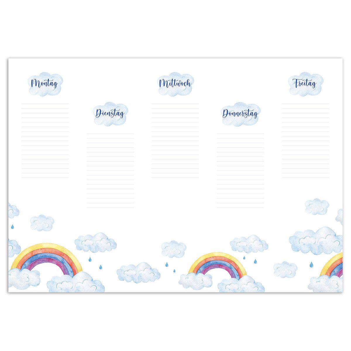 RNK Verlag Schreibtischunterlage Notiz-Schreibunterlage Rainbow - 60 x 42 cm blanko 25 Blatt.