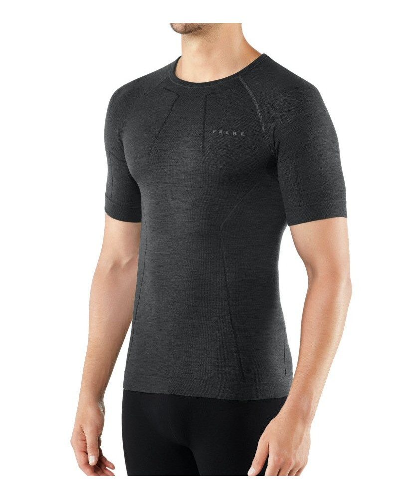 FALKE T-Shirt Wool Tech (feinste Merinowolle) Kurzarm schwarz Herren