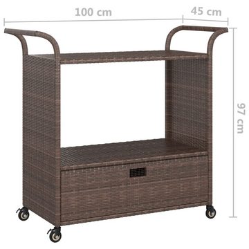 vidaXL Küchenwagen Barwagen mit Schublade Braun 100x45x97 cm Poly Rattan