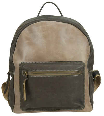 Sunsa Cityrucksack Rucksack, Backpack aus Stone wash Leder und Canvas in Retro Still. Schöne Daypack Tasche für Sie/ Ihn, echte Leder