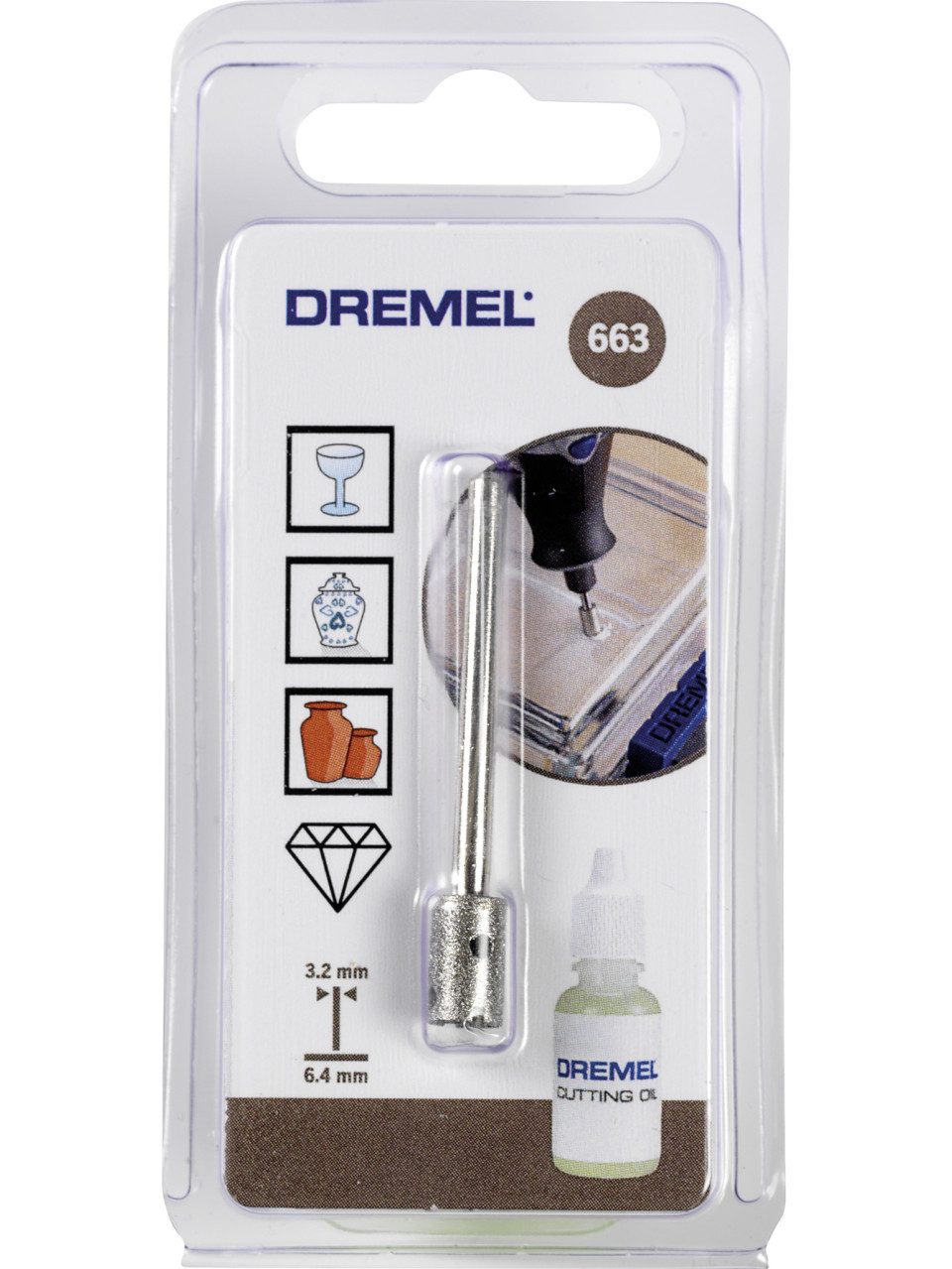 DREMEL Feinbohrschleifer Bohrer Дремель 663 Diamant für Glas