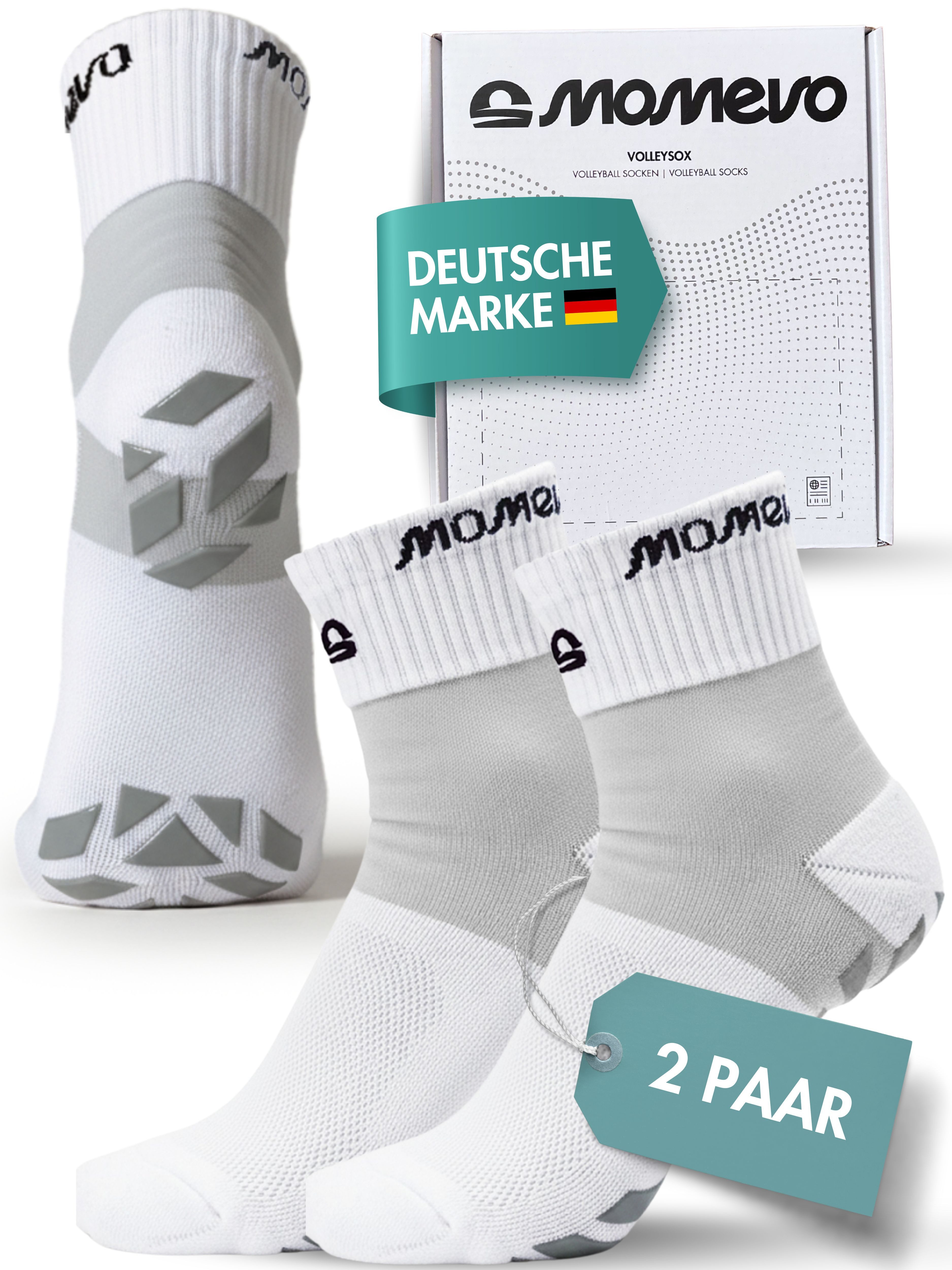 Momevo Sportsocken VolleySox Volleyball Socken mit Grip-Pads – rutschfest & stabil