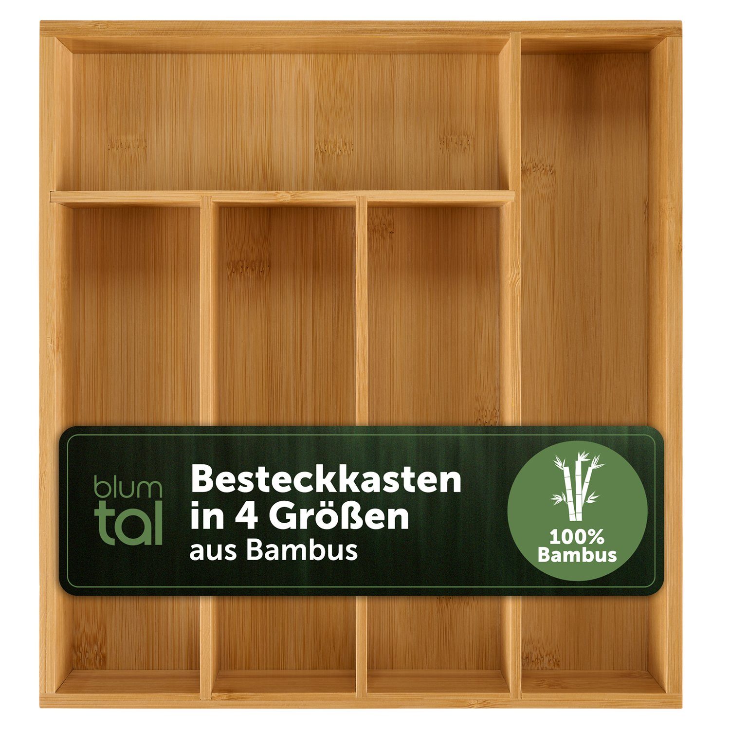 Blumtal Besteckkasten Küchenschubladen Einlagen - Bambus Besteckkasten für Schubladen (mit 4 oder 5 Fächern als Organizer für Besteck und Haushaltsartikel), leicht abwischbar, Besteckeinsatz passend für IKEA Maximera | Besteckeinsätze