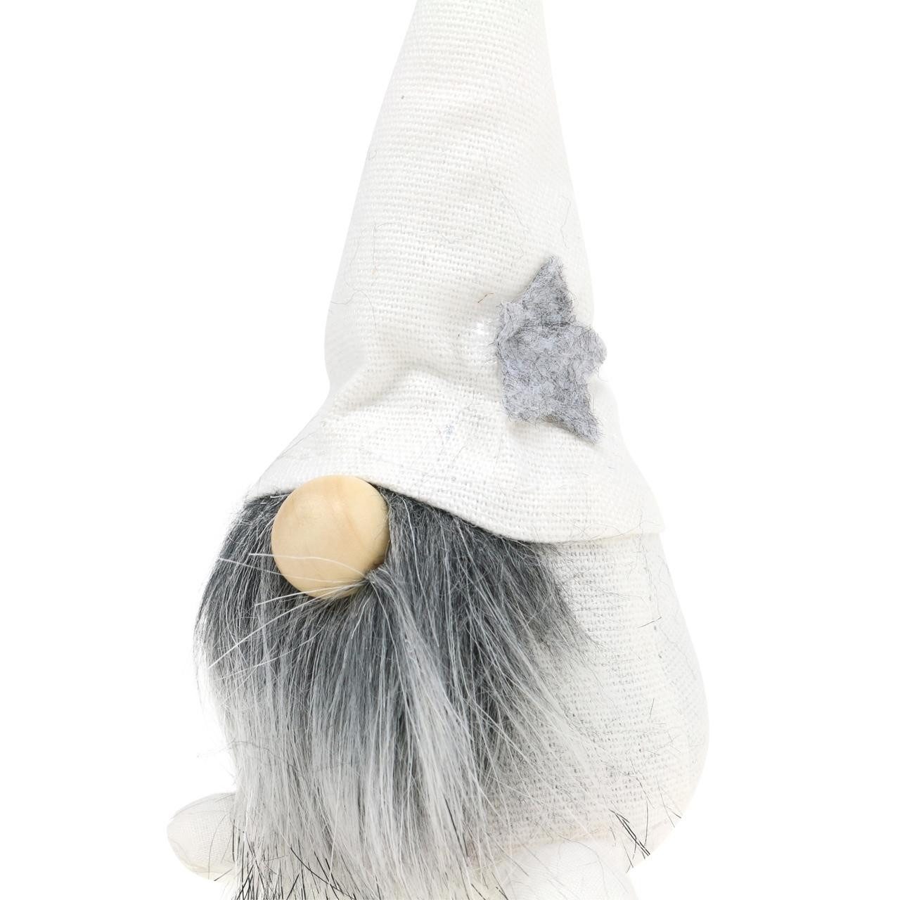 Florists Products Weihnachtsmann Weihnachtswichtel Deko Figuren im 4er Set mit Bart Weiß Grau
