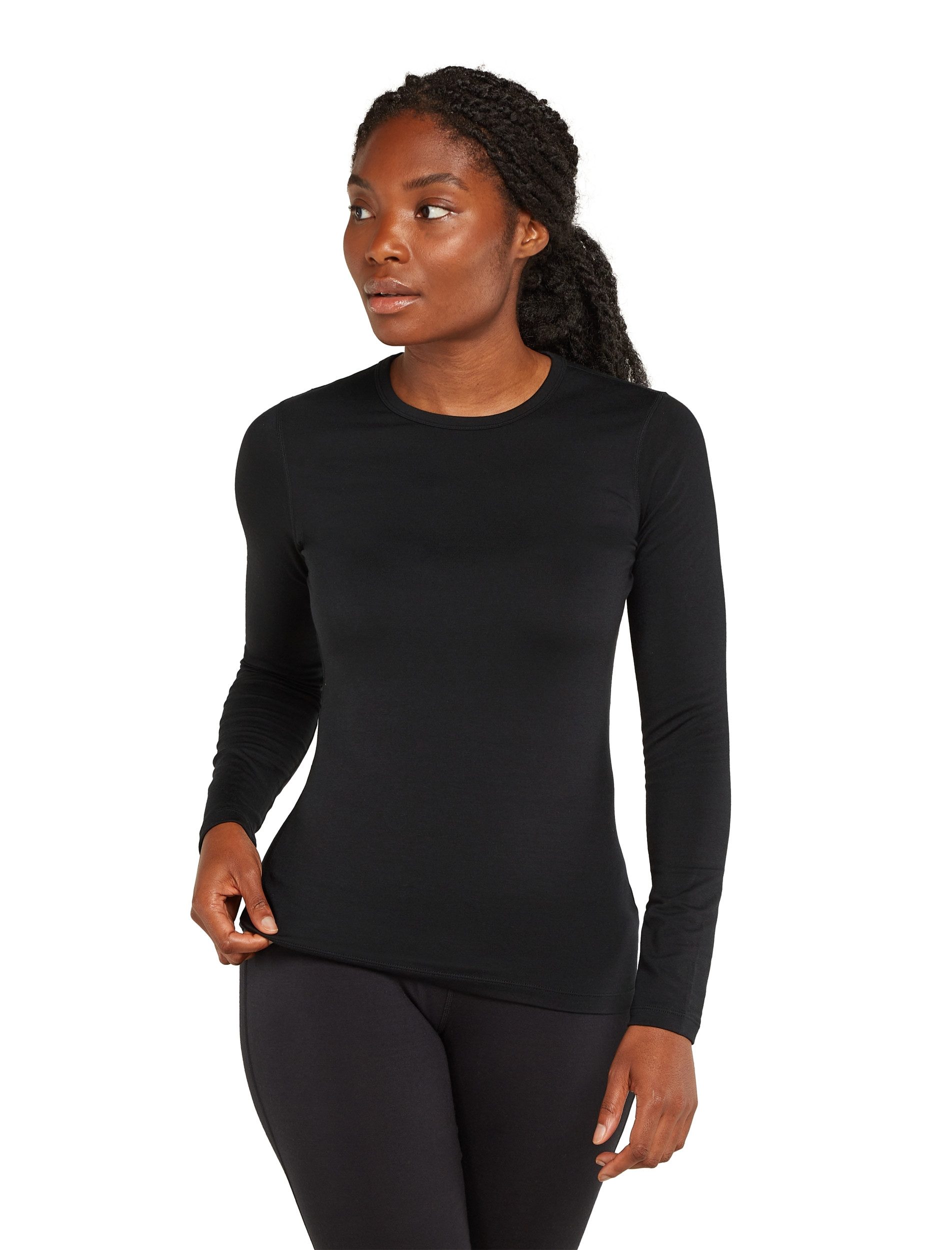 Icebreaker Sommerkleid W Mer Core Heavyweight LS Crewe BLACK