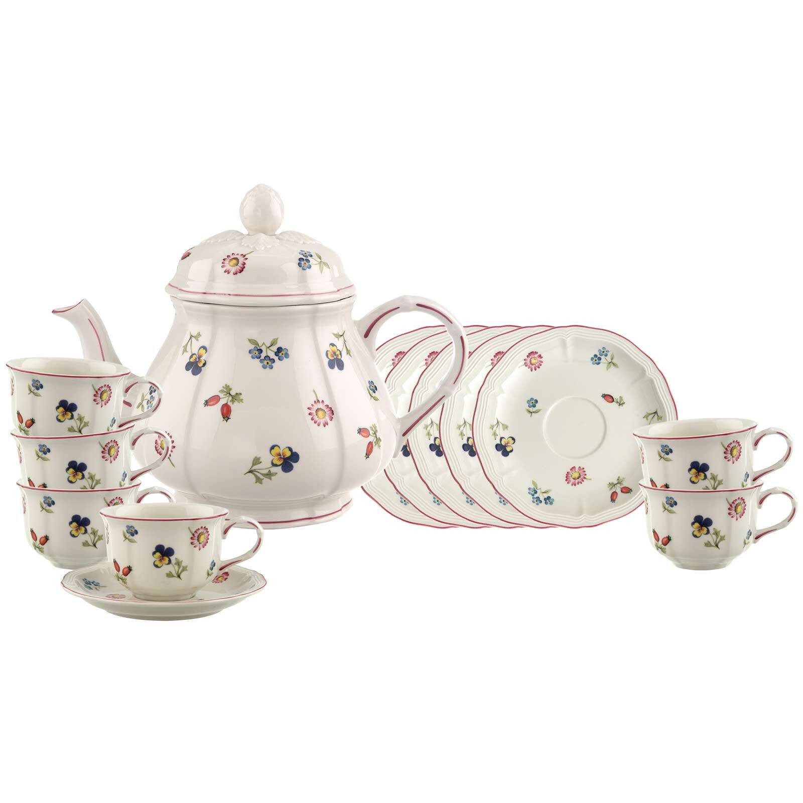 Villeroy & Boch Teeservice Petite Fleur Teeservice 13er Set (13-tlg), 6 Personen, Porzellan