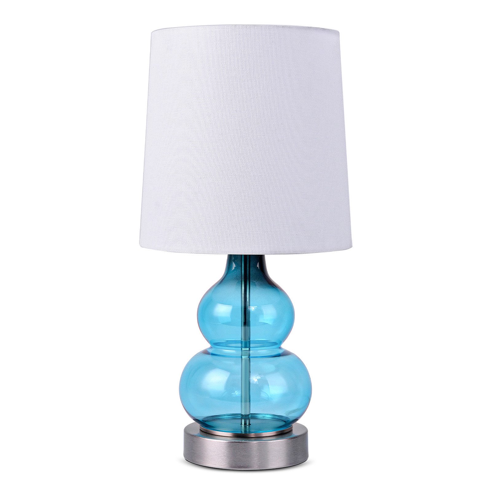 STANBOW Tischleuchte Nachttischleuchte mit halbtransparenter Glasfuß & Naturleinen-Schirm, ohne Leuchtmittel, 44 cm, E14, Tischlampe für Wohnzimmer, Schlafzimmer, Flur