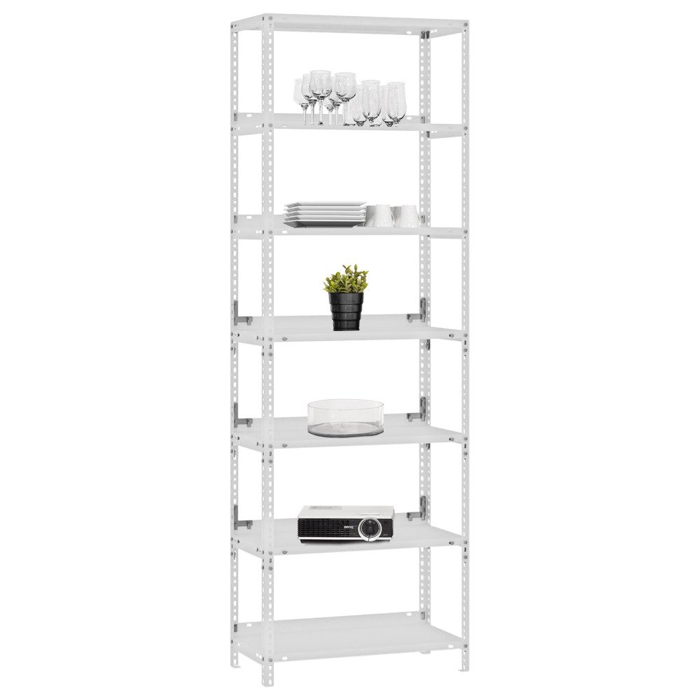 PROREGAL® Schwerlastregal Wohnregal Metallregal MAGNUS 220x75x30cm mit 7 Stahlplatten-Ebenen, Desgin Made in Germany Pulverbeschichtet 60kg/Ebene 420kg Gesamtla – Bild 4 von 5