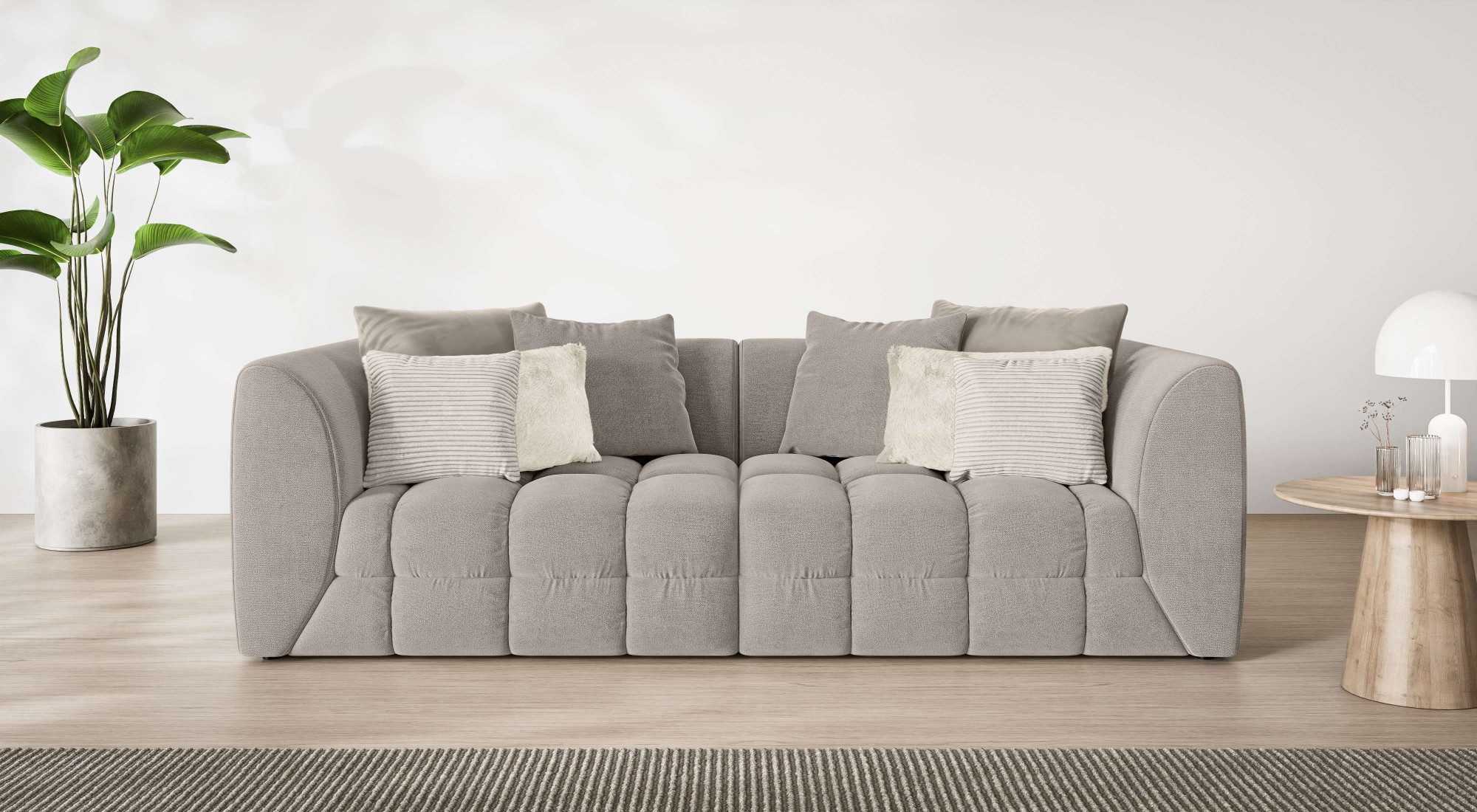 s.Oliver Big-Sofa COBBO 3-Sitzer Design-Sofa Bubble-Optik, Maße B/T/H: 259/126/104 cm, mit vielen Kissen, moderne Steppung und hoher Sitzkomfort