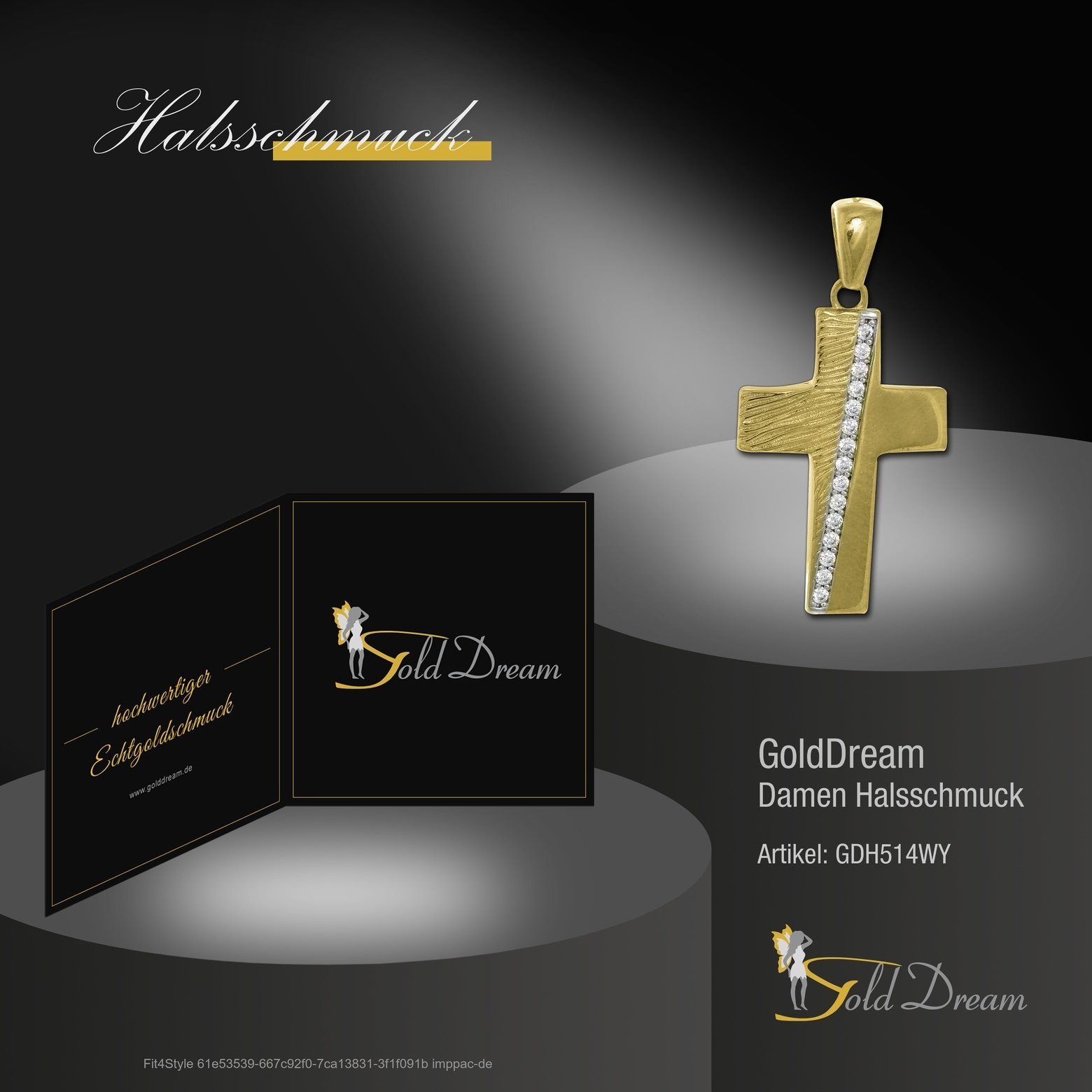 GoldDream Kettenanhänger GoldDream Kettenanhänger Line 333Gold 8K (Kettenanhänger), Kreuzanhänger 333 Gelbgold - 8 Karat, gold, weiß