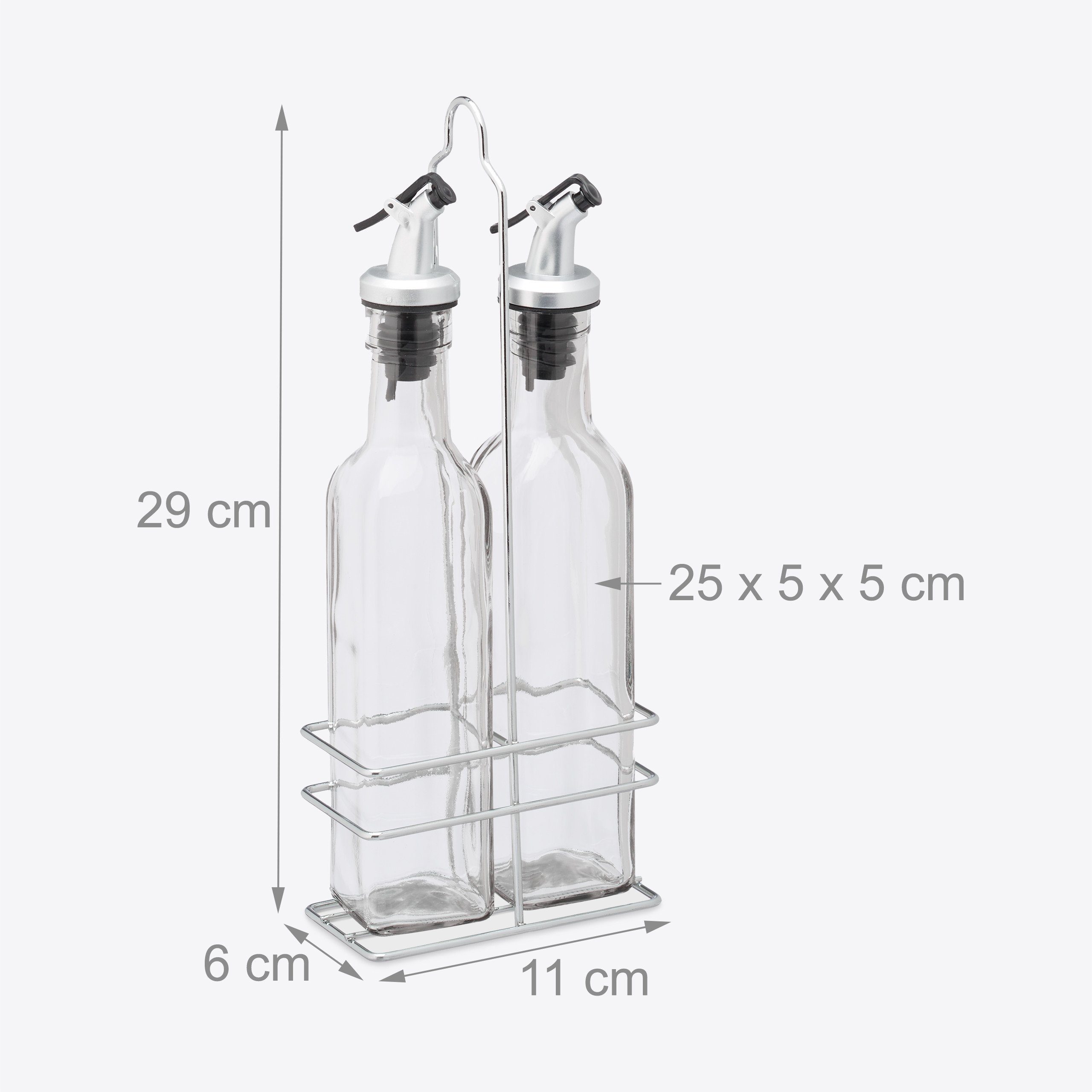 relaxdays Ölspender Essig und Öl Spender aus Glas, (3-tlg) – Bild 4 von 5
