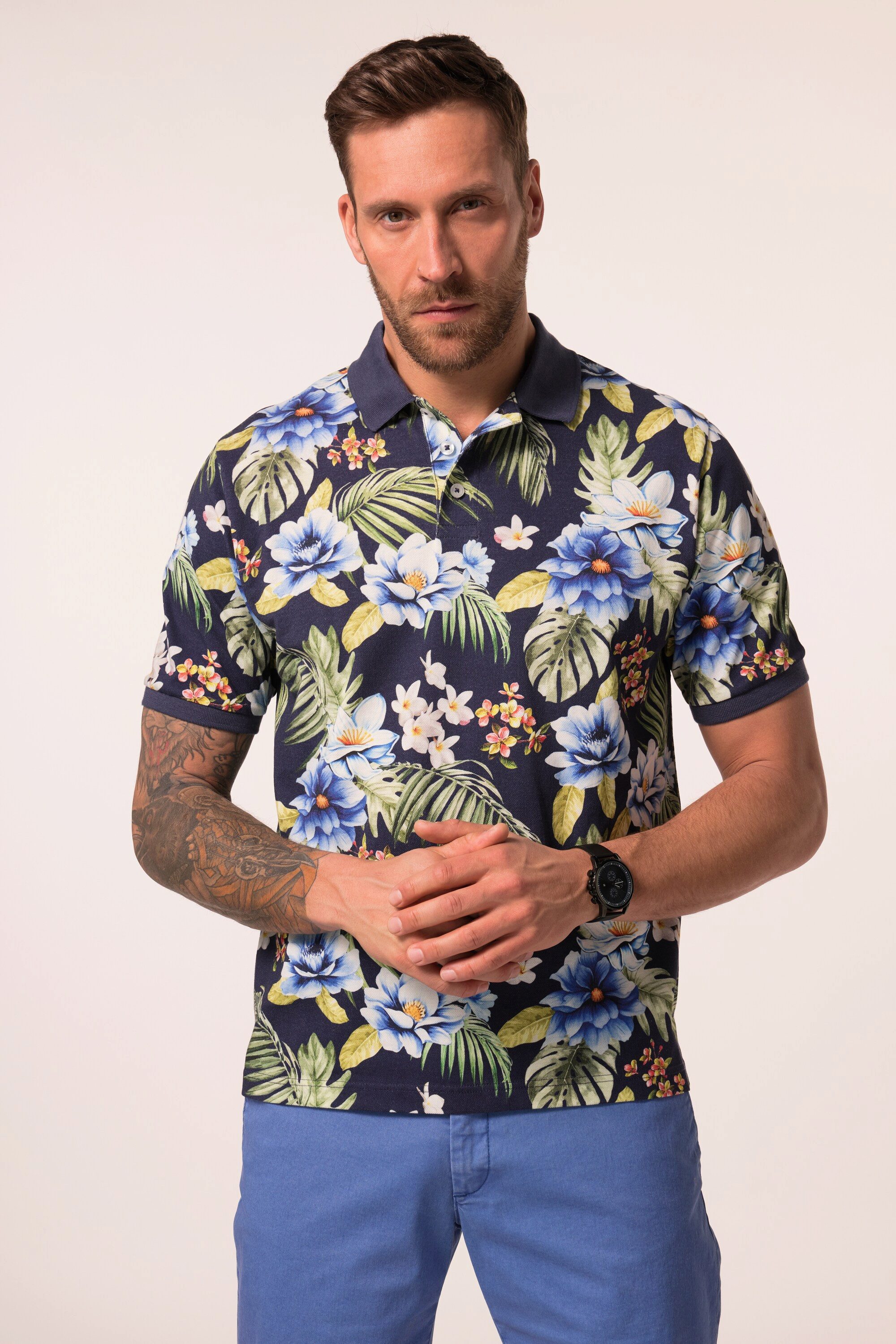 JP1880 Poloshirt Poloshirt Halbarm Piqué Blumenprint