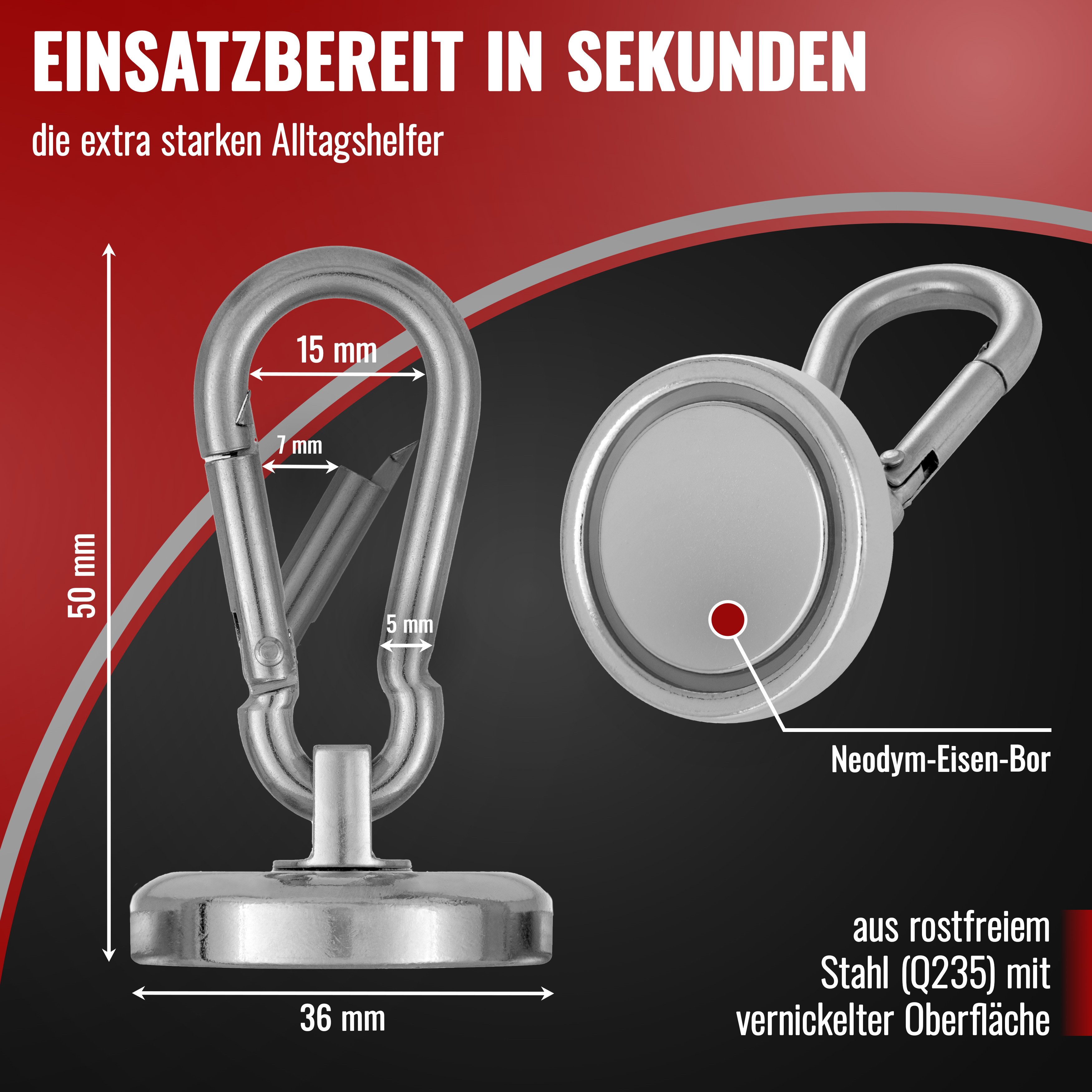 Poppstar Wandhaken Magnet-Karabiner stark, für Wand günstig online kaufen