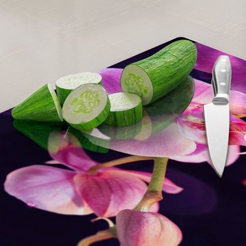 DEQORI Schneidebrett 'Orchideenblütenzweig', Glas, Platte Frühstücksbrett Schneideplatte