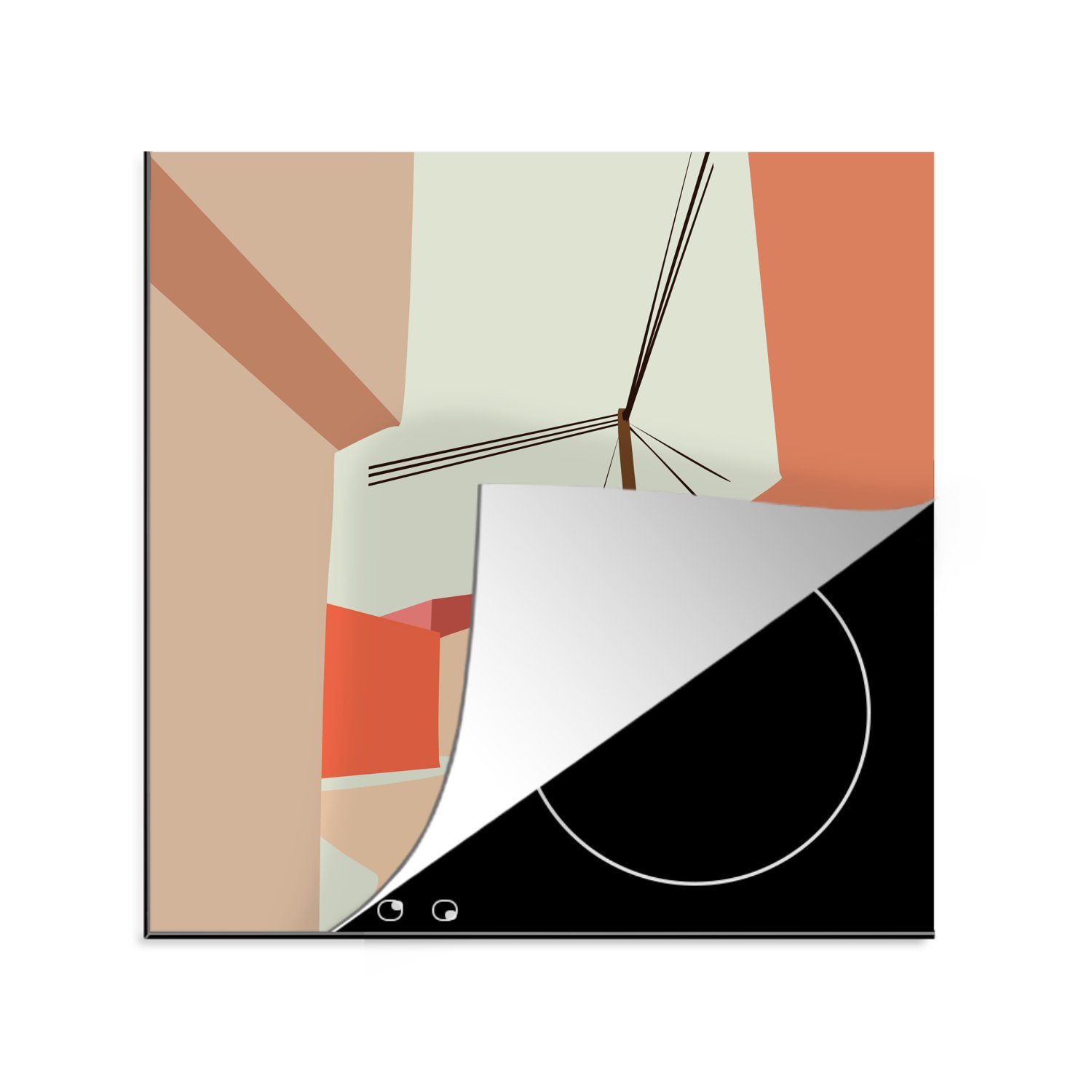 MuchoWow Herdblende-/Abdeckplatte Stromkabel - Sommer - Zeichnung - Pastell, Vinyl, (1 tlg), 78x78 cm, Ceranfeldabdeckung, Arbeitsplatte für küche