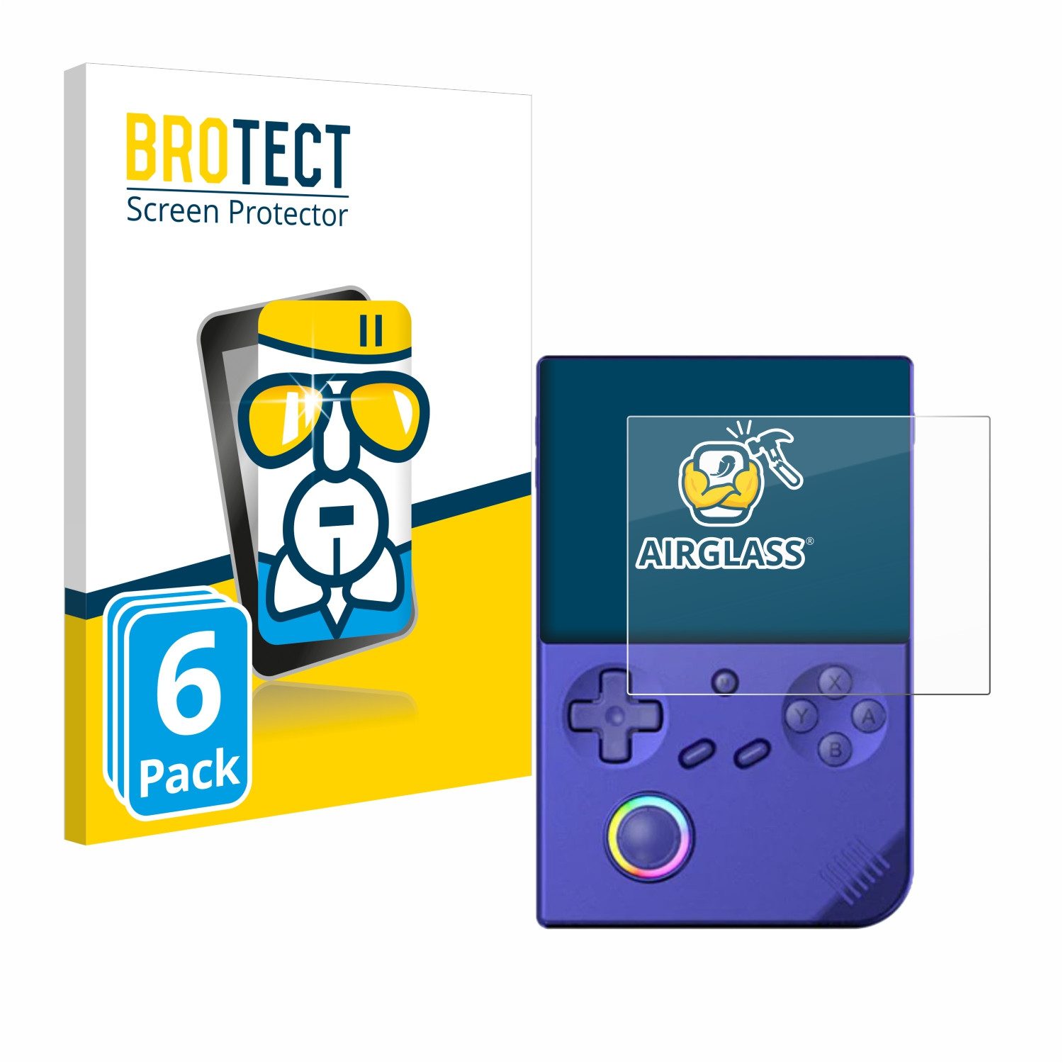 BROTECT Displayschutzglas Folie für Anbernic RG40XXV, 6 Stück, Schutzfolie Glas Panzer Display Schutz klar