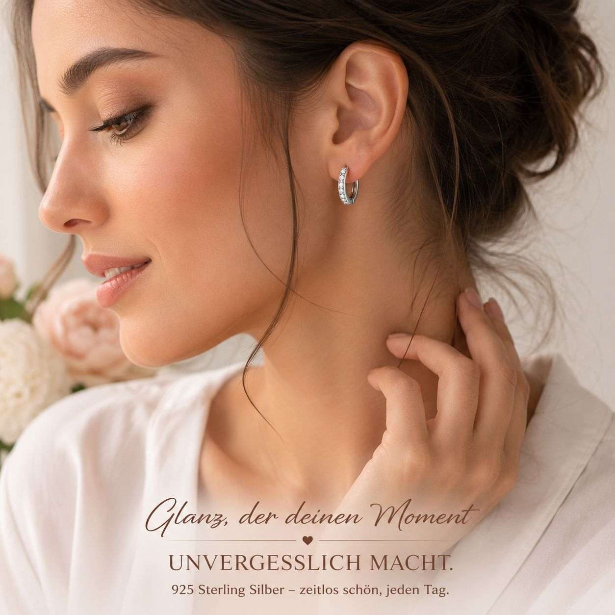 Taffstyle Paar Creolen 925 Sterling Silber kleine Damen Ohrringe Creolen mit Kristallen (Stylische kleine Creolen aus echtem 925 Silber und Kristallen – zeitlos und strahlend schön)