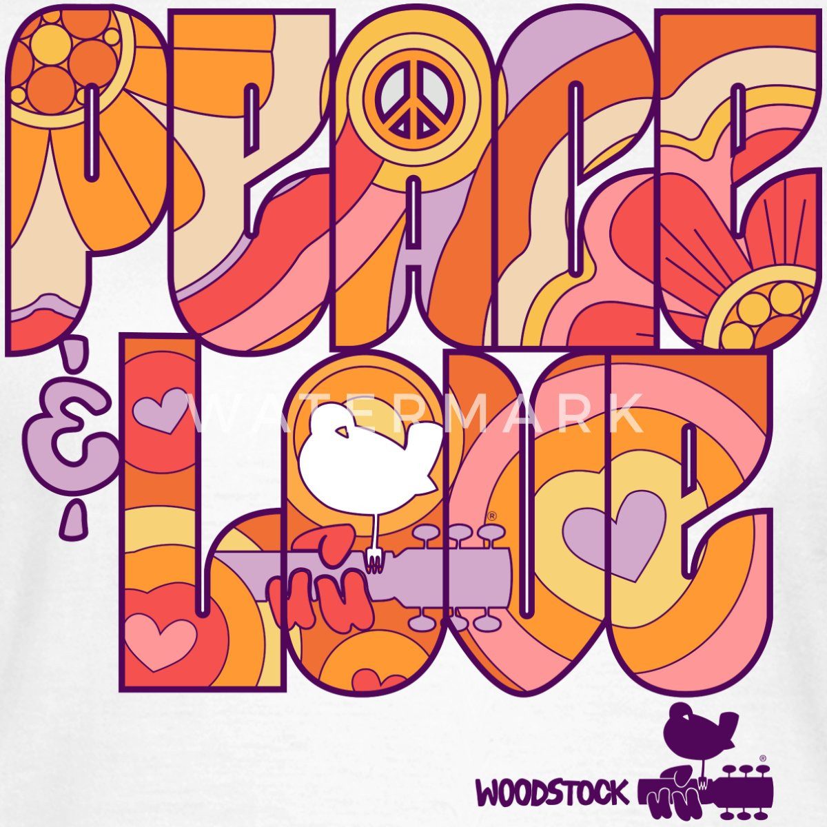 Spreadshirt T-Shirt Woodstock Peace Love Hippie Design Frauen T-Shirt (1-tl günstig online kaufen