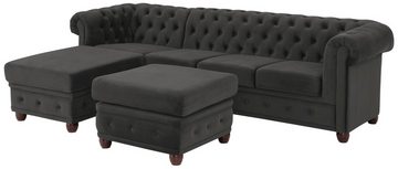 Home affaire Chesterfield-Sofa New Castle L-Form, hochwertige Knopfheftung in Chesterfield-Design, B/T/H: 255(171/72)