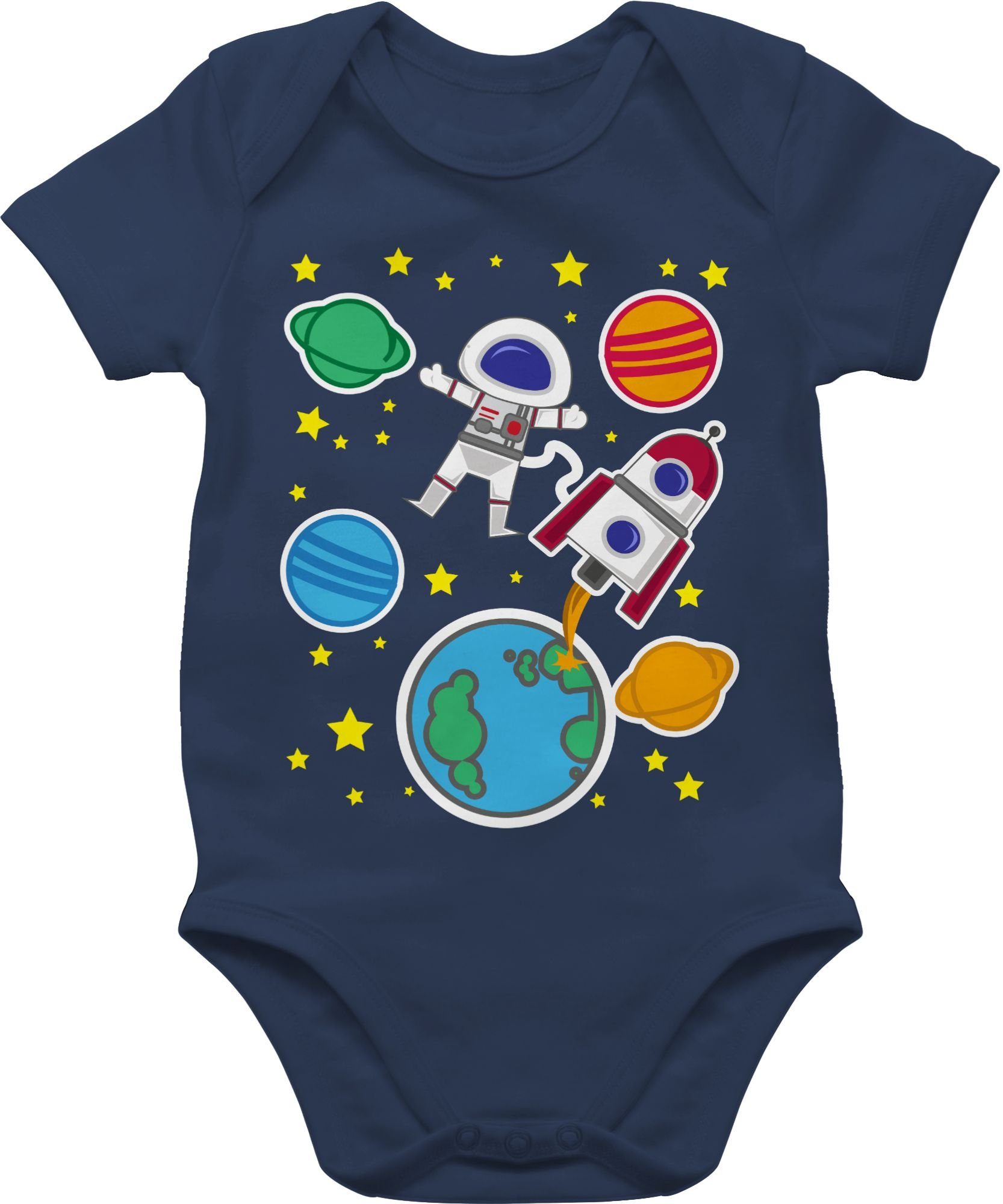 Shirtracer Shirtbody Weltall mit Astronaut Aktuelle Trends Baby 1 Navy Blau
