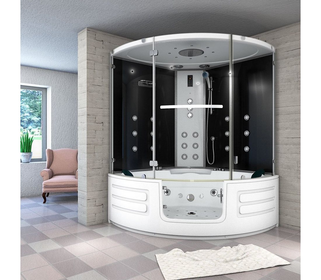 Thumbnail - AcquaVapore Grossraumdusche Dampfdusche Whirlpool Duschkabine K70-SW-TH-ALL, Sicherheitsglas ESG, inklusive Duschwanne, ...
