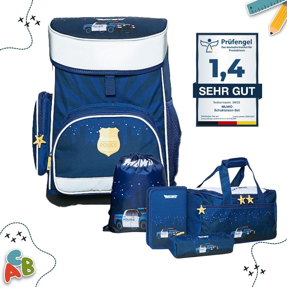 MUWO Schulranzen Kinder Schulranzen Set 5-tlg. verschiedene Motive