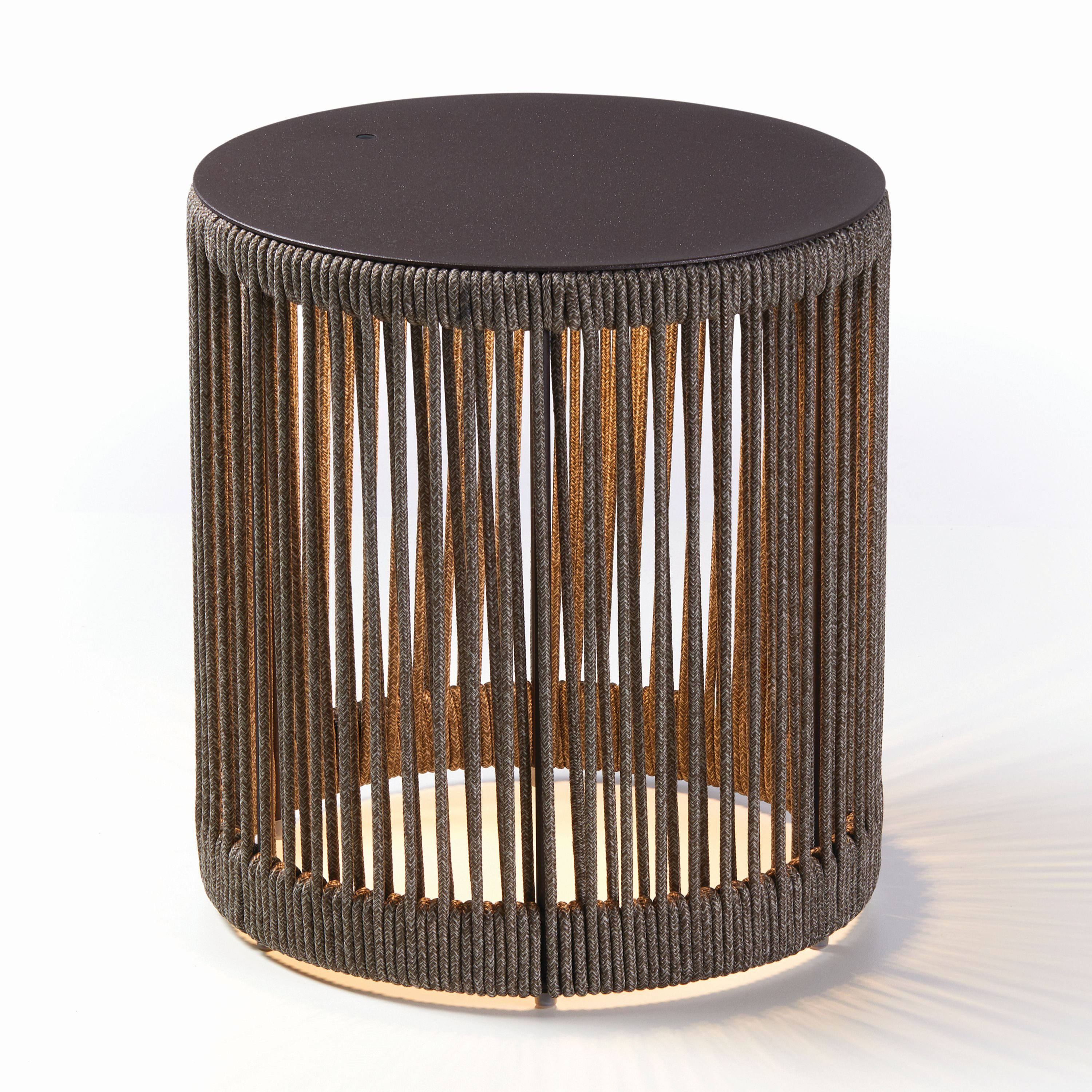 PHILIPPI Sitzhocker Lumen, LED, solarbetrieben, 3 Lichtstufen, dunkelbraun, 33x33x36,5 cm