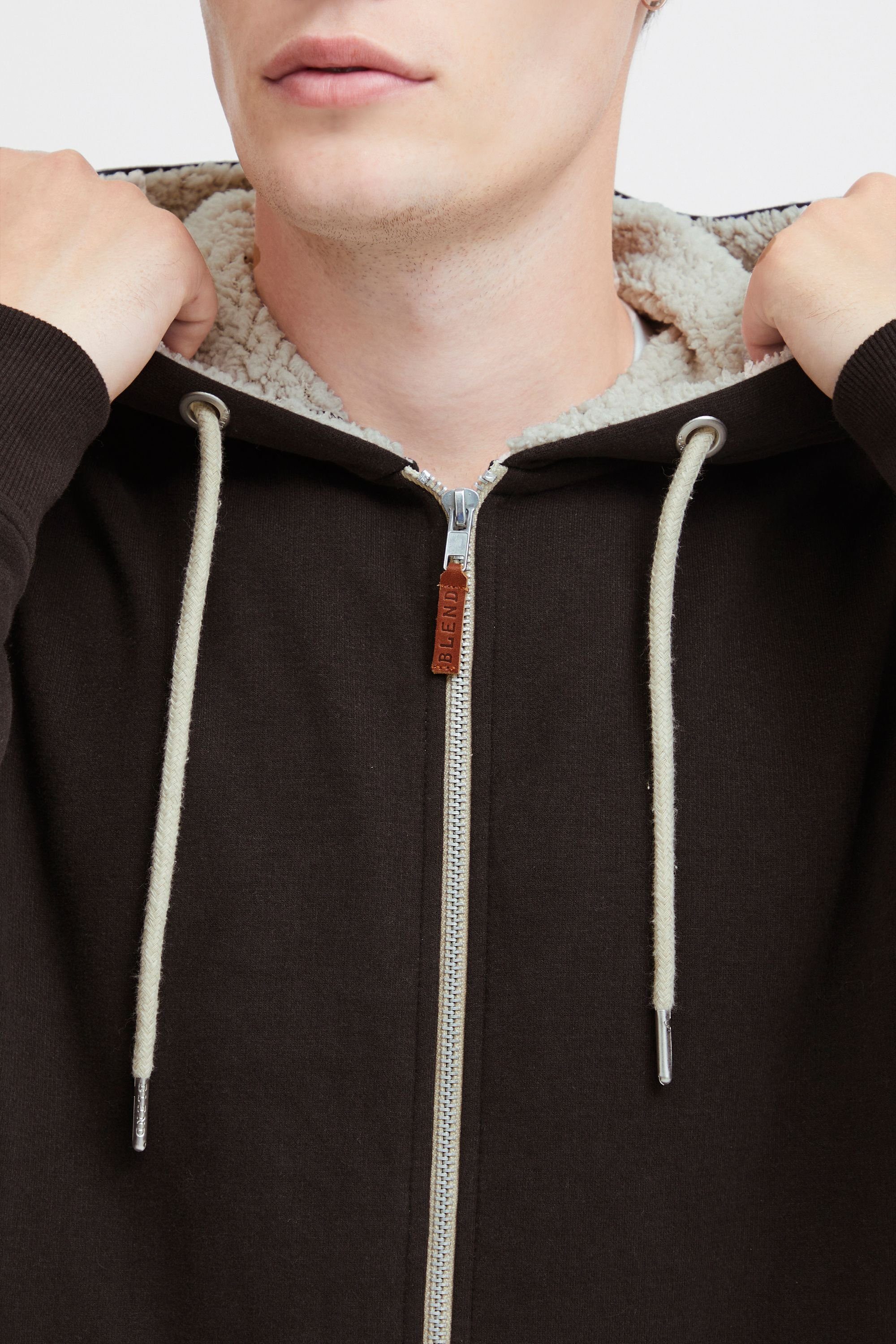 Blend Kapuzenpullover BHHulker Sweatshirtjacke mit Teddyeinsatz in der Kapuze