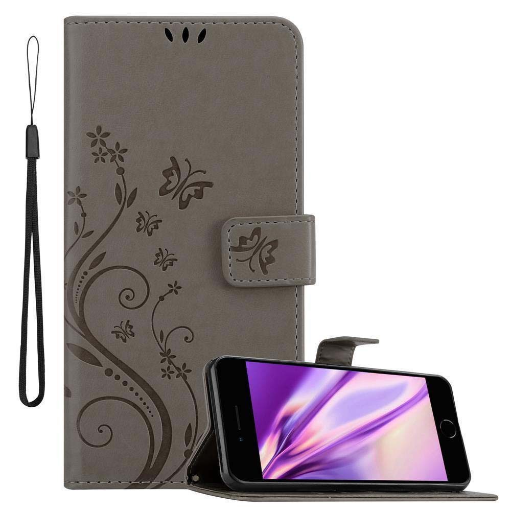 Cadorabo Handyhülle für iPhone 7 PLUS / 7S PLUS / 8 PLUS Hülle Apple iPhone 7 PLUS / 7S PLUS / 8 PLUS, Hülle Schutzhülle Blumen Flower mit Standfunktion Kartenfach Magnet